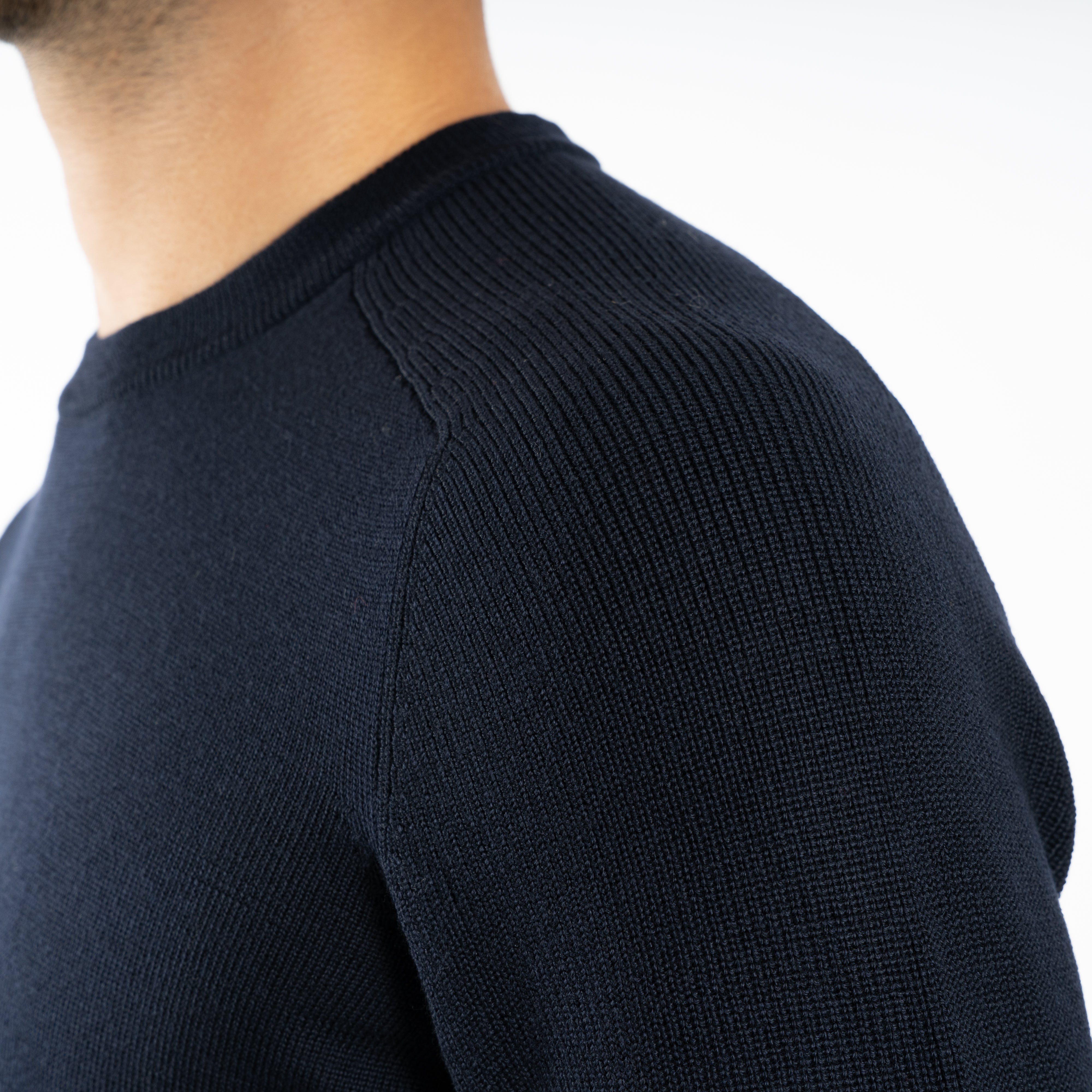 Gran Sasso Gebreide Trui Ronde Hals Blauw | Rain Wool