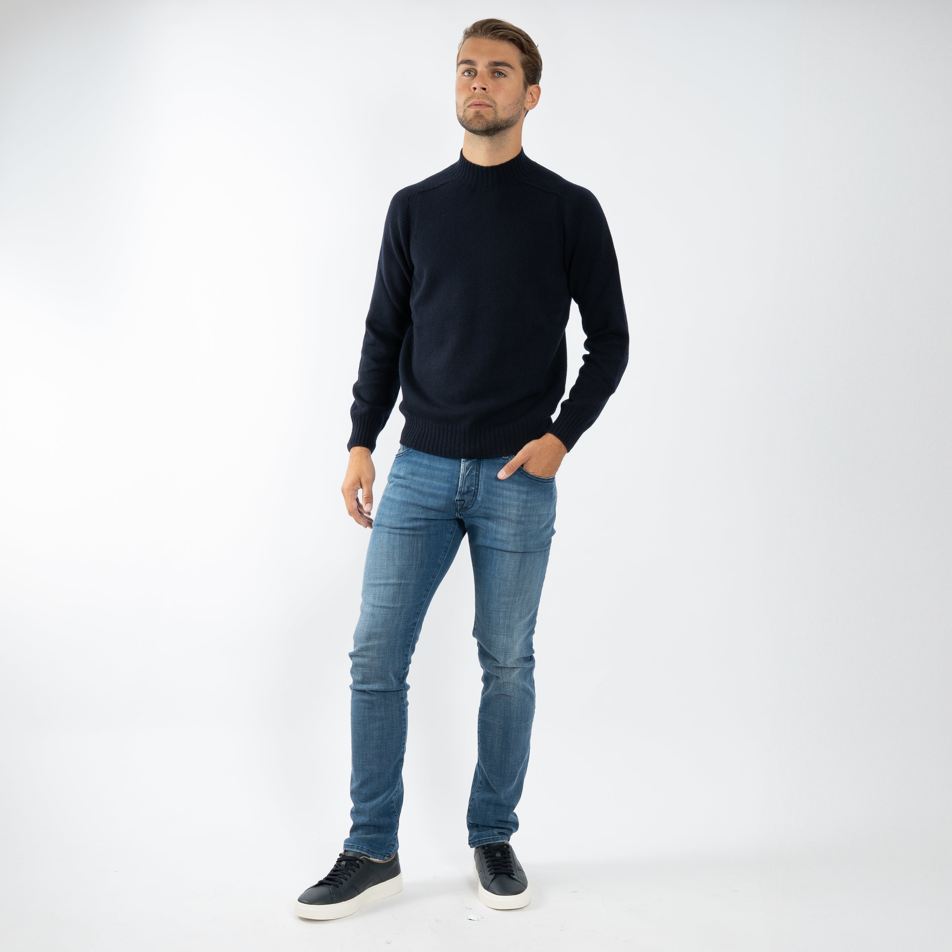 Gran Sasso Gebreide Turtleneck Donkerblauw | Super Geelong