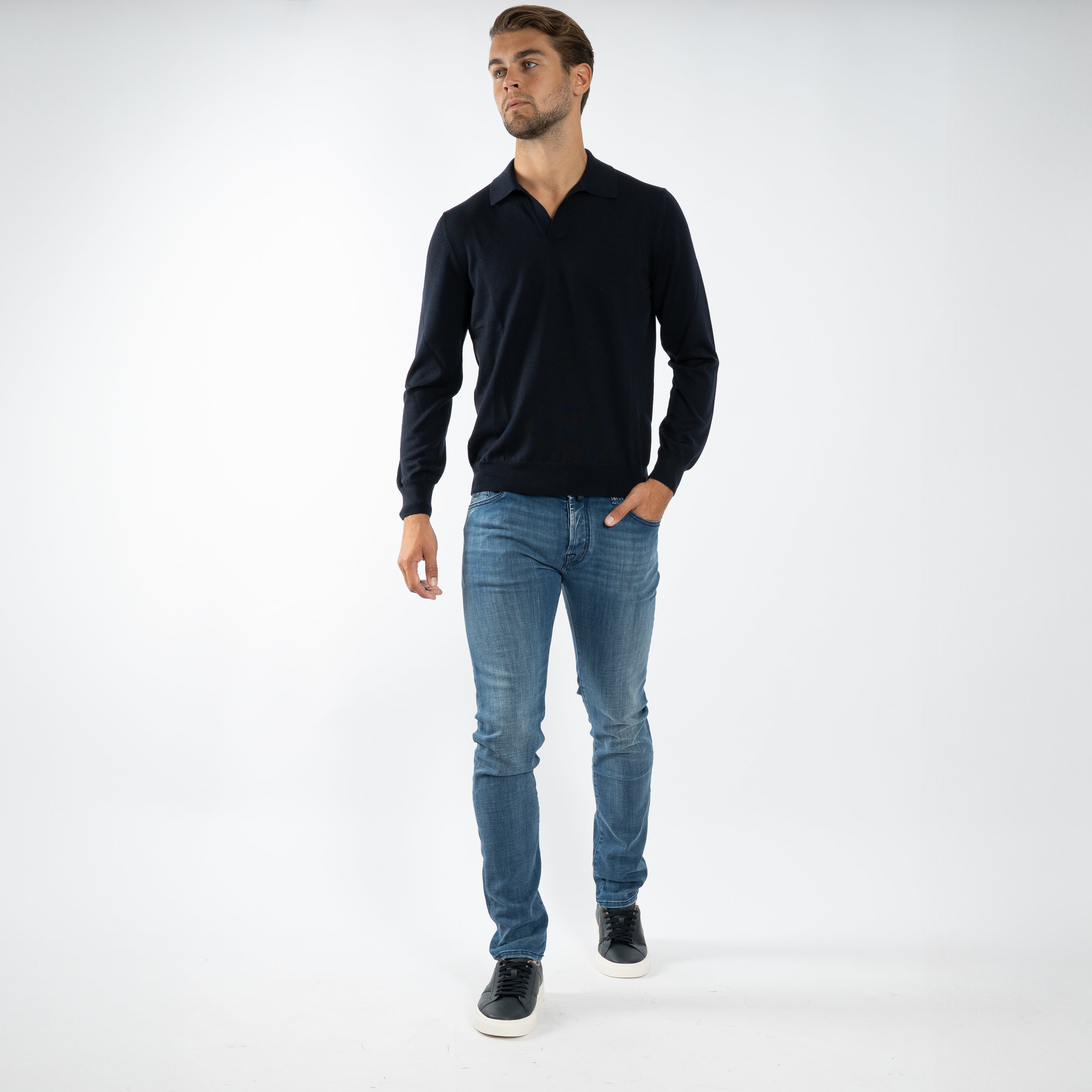Gran Sasso Gebreide Trui met Polokraag Blauw | Athleisure