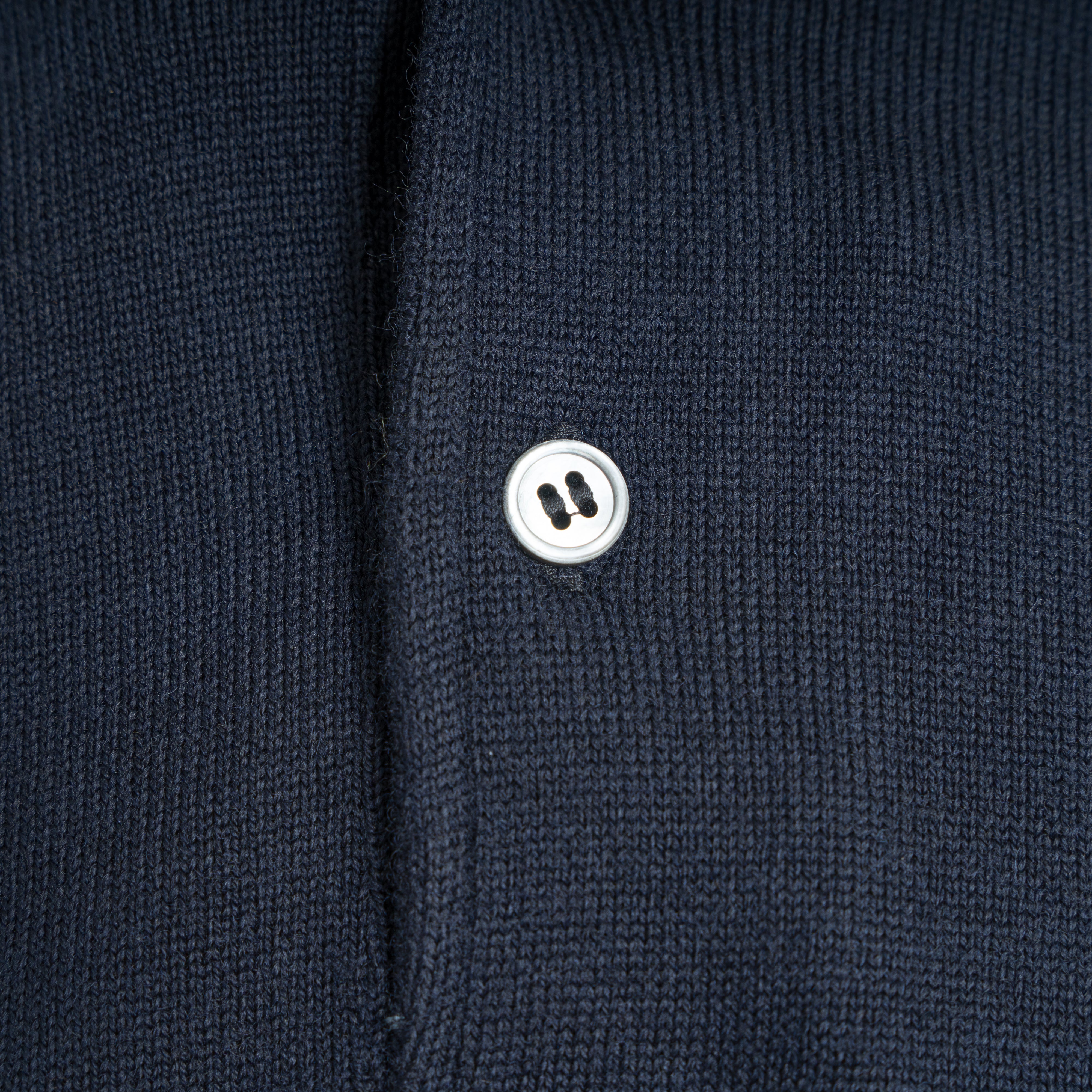 Gran Sasso Gebreide Polo Lange Mouw Donkerblauw | Extrafine Merino