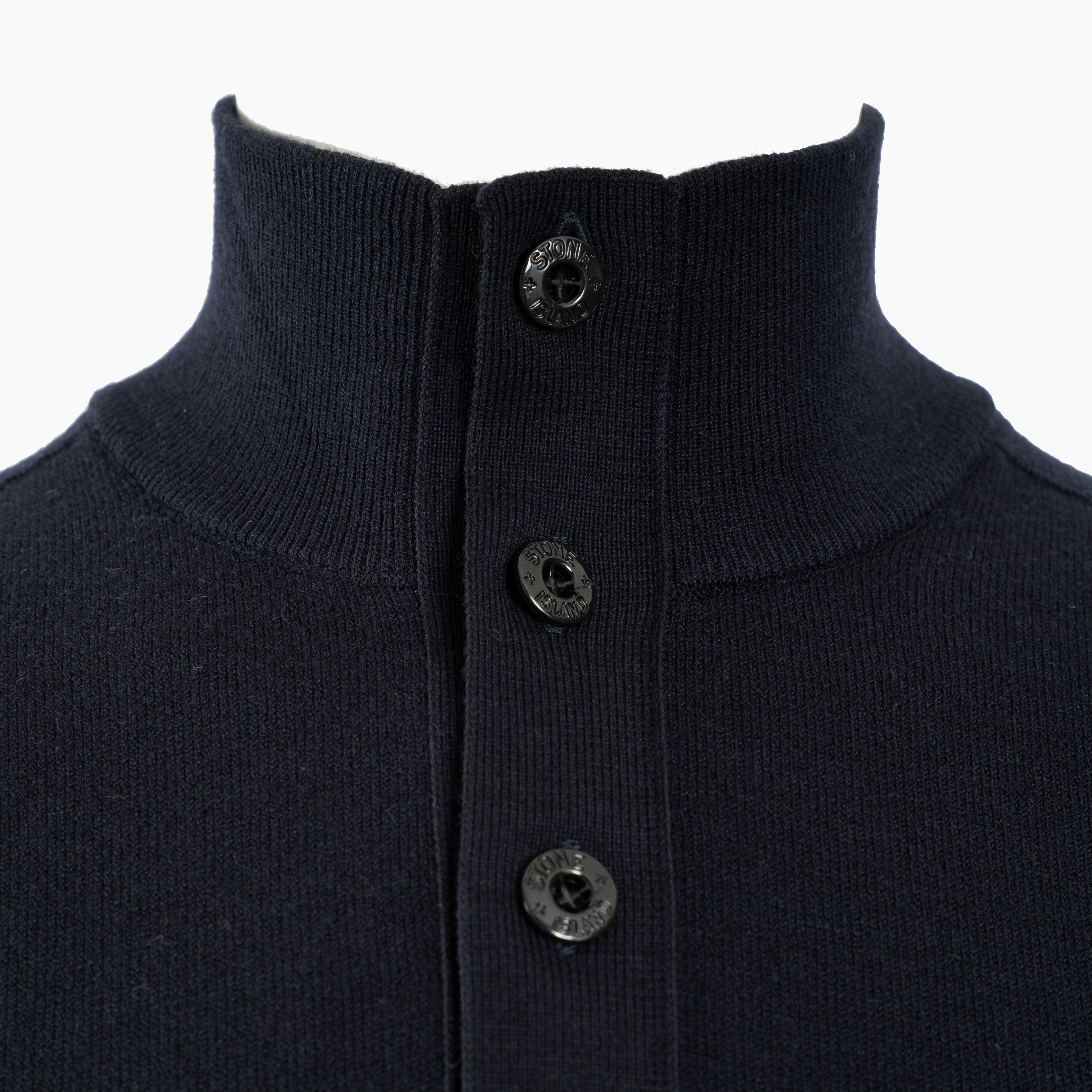 Stone Island Gebreide Trui met Knopenlijst Donkerblauw | Stretch RWS Wool
