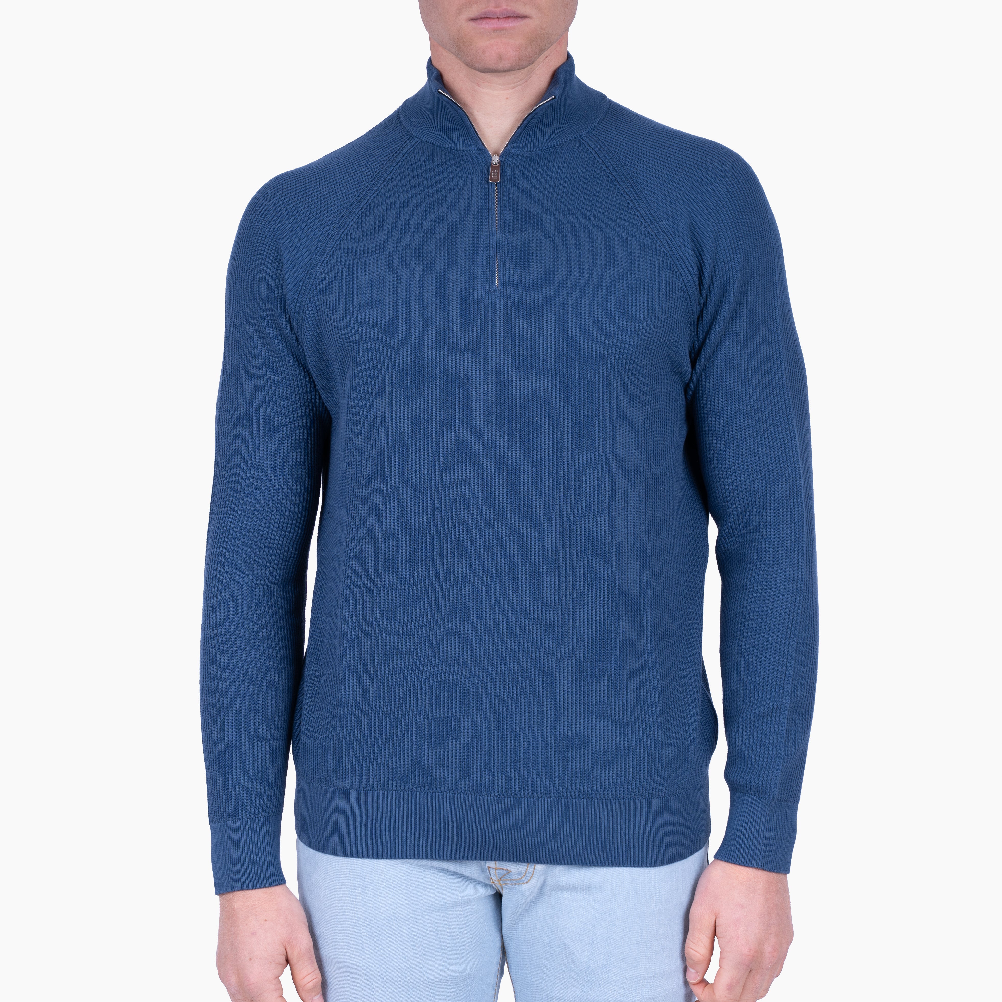 Fedeli Gebreide Trui met Rits Blauw | Paul Giza