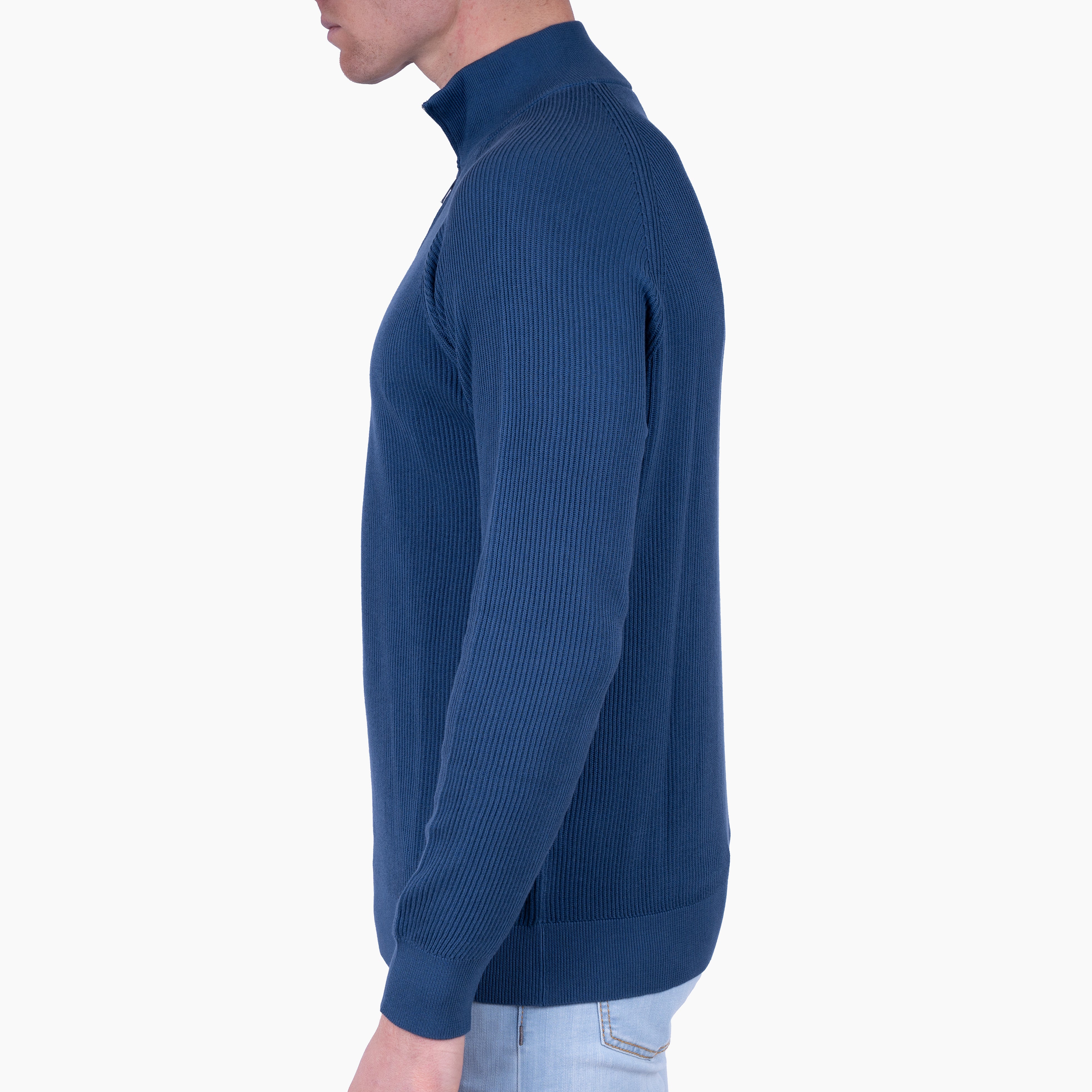 Fedeli Gebreide Trui met Rits Blauw | Paul Giza