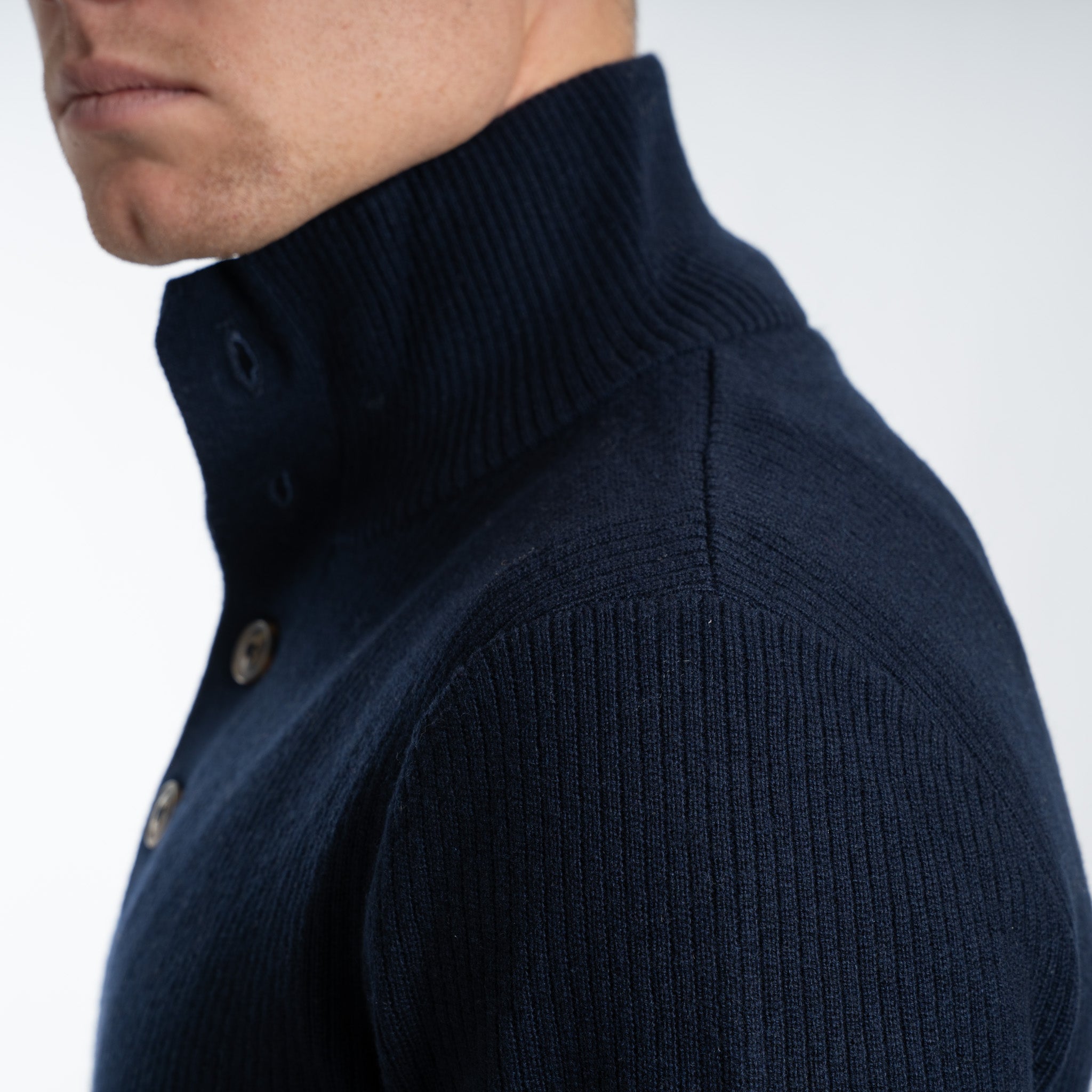 SEVEN DIALS Gebreide Trui met Knopenlijst Blauw | Delwin