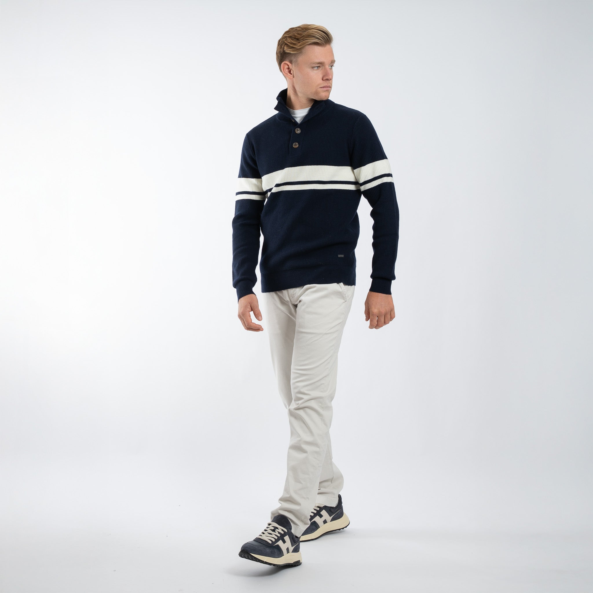 SEVEN DIALS Gebreide Trui met Knopenlijst Blauw | Delwin