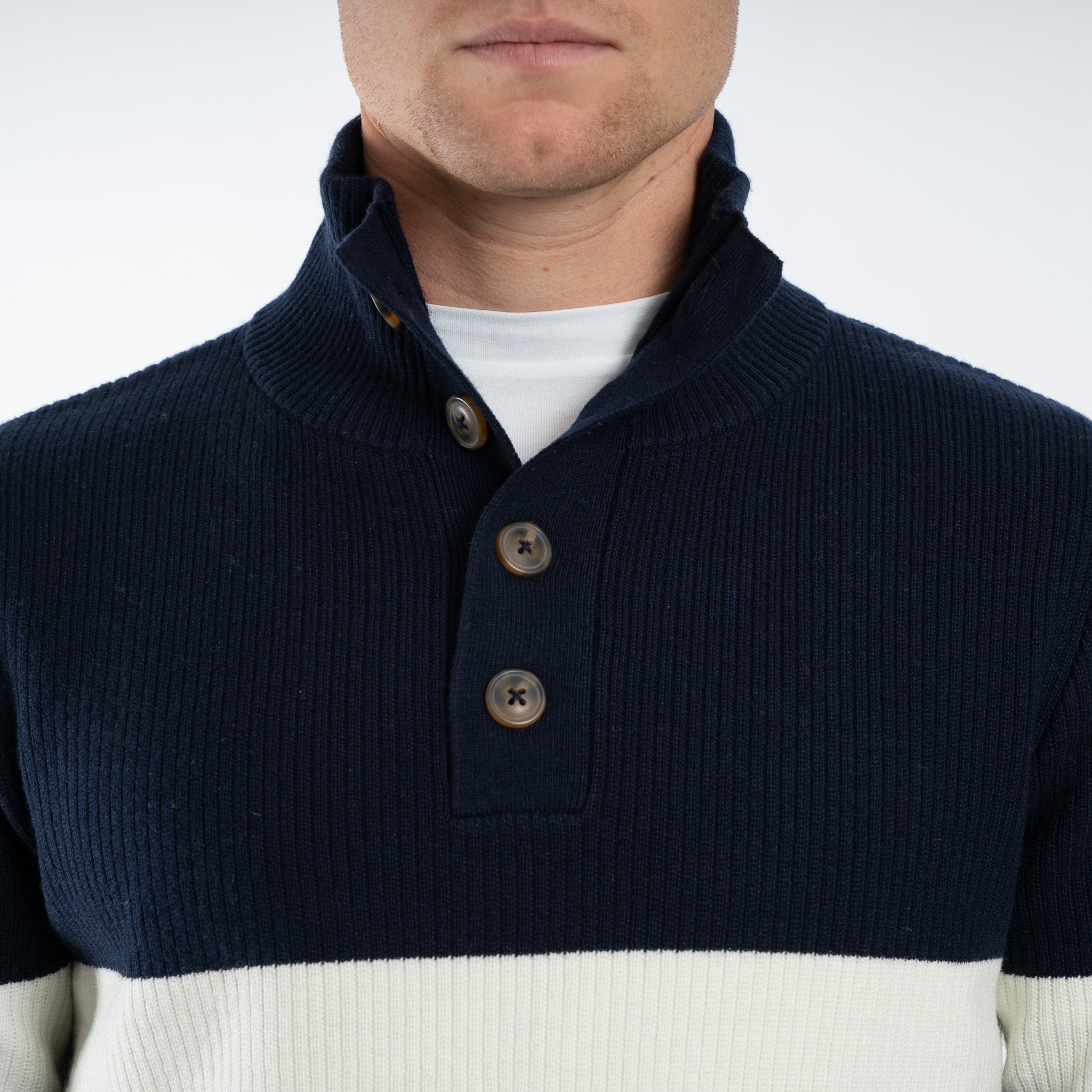 SEVEN DIALS Gebreide Trui met Knopenlijst Blauw | Delwin