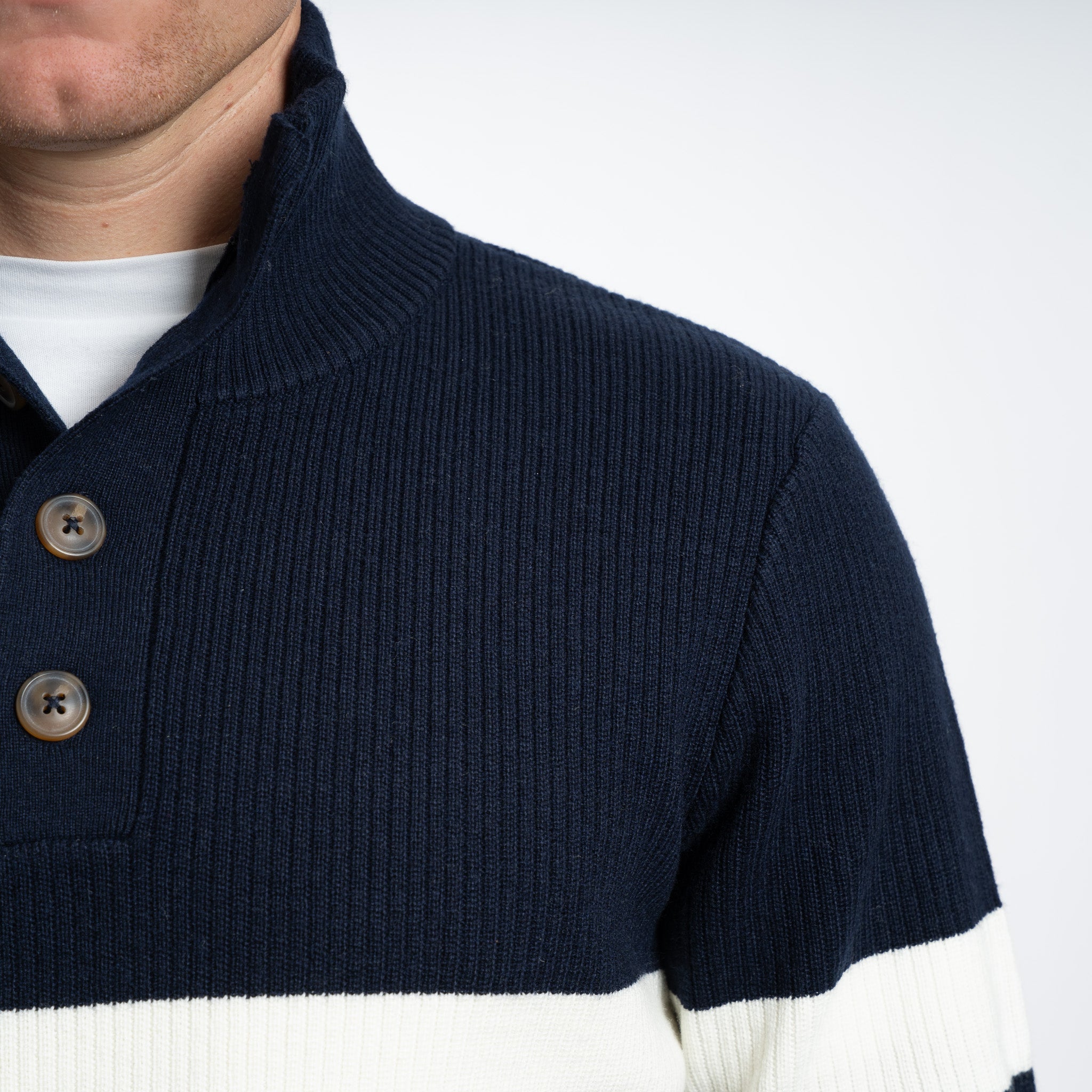 SEVEN DIALS Gebreide Trui met Knopenlijst Blauw | Delwin