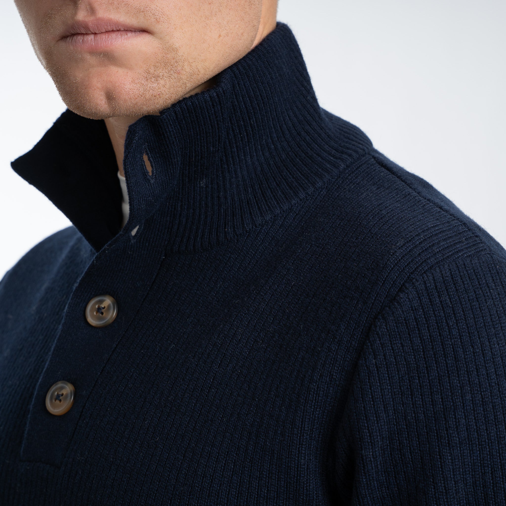 SEVEN DIALS Gebreide Trui met Knopenlijst Blauw | Delwin
