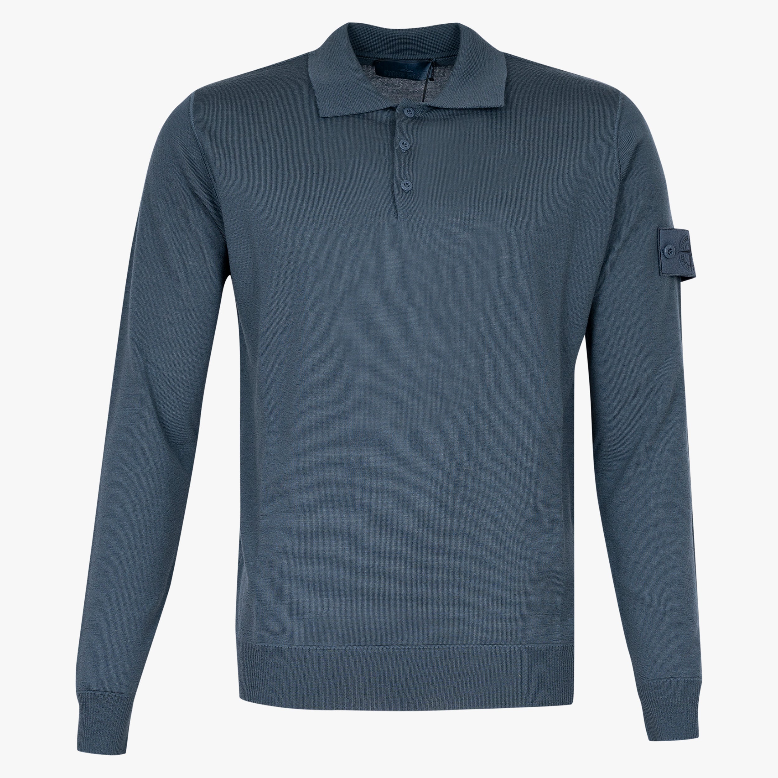 Stone Island Gebreide Polo Lange Mouw Blauw | Ghost