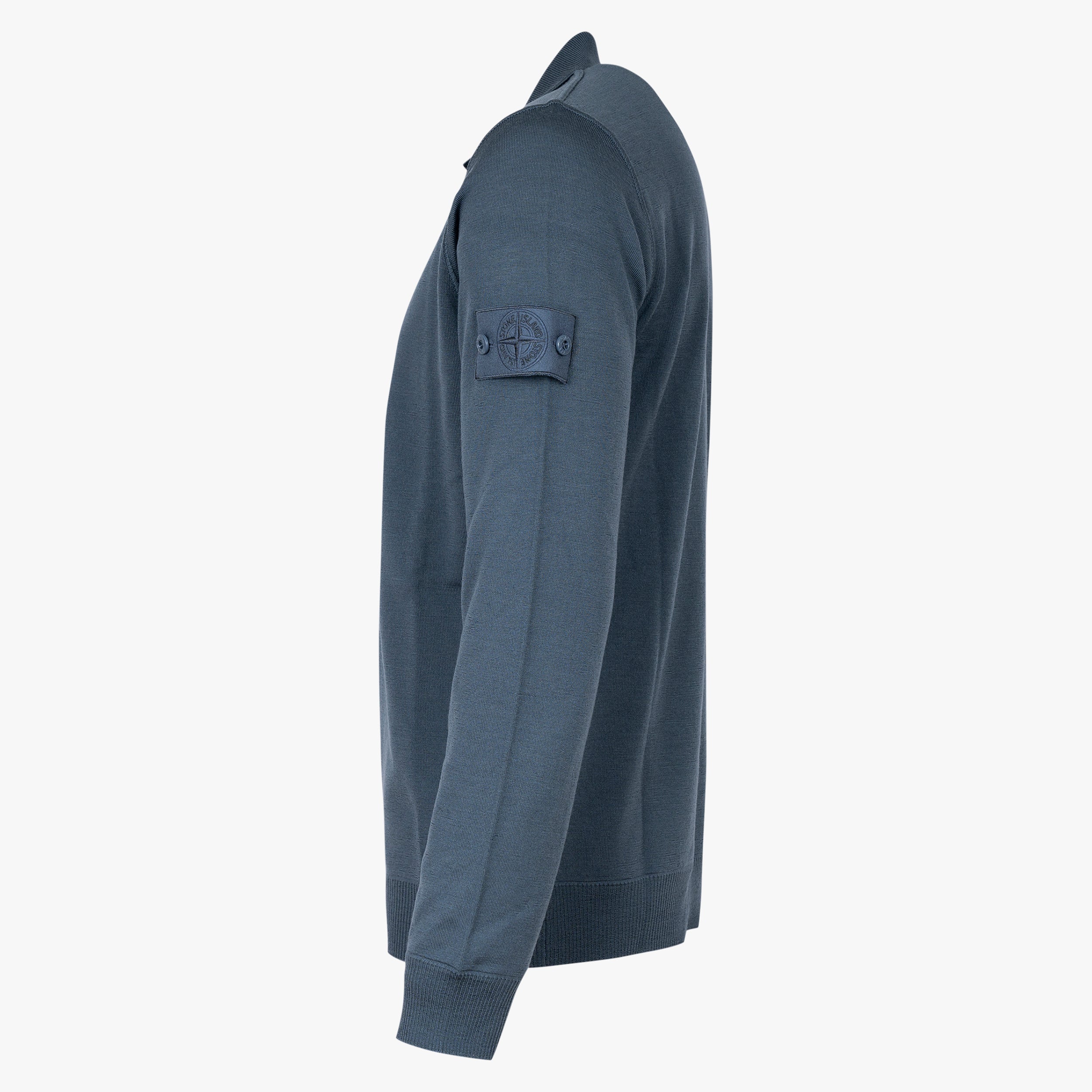 Stone Island Gebreide Polo Lange Mouw Blauw | Ghost