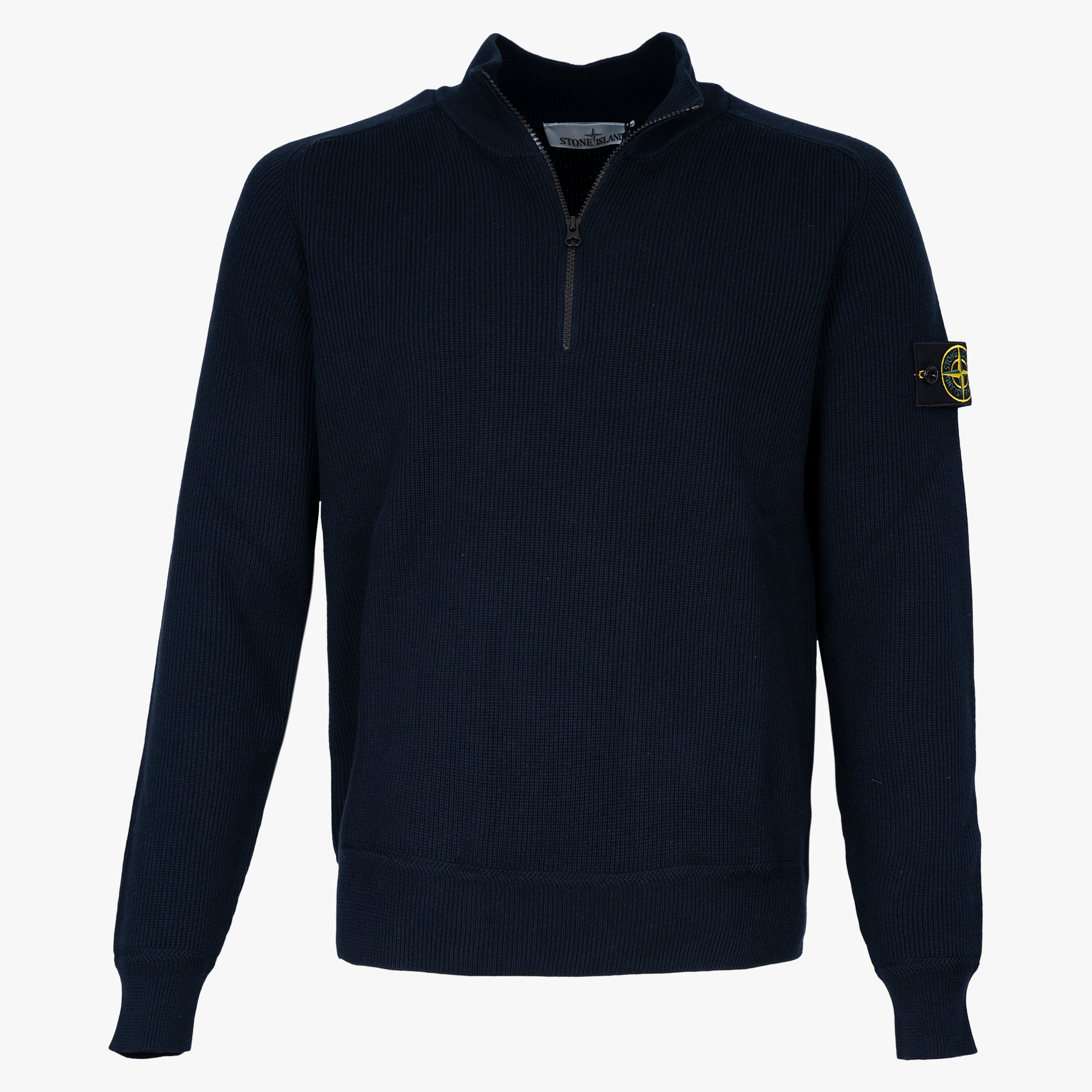 Stone Island Gebreide Trui met Rits Donkerblauw | Soft Organic Cotton