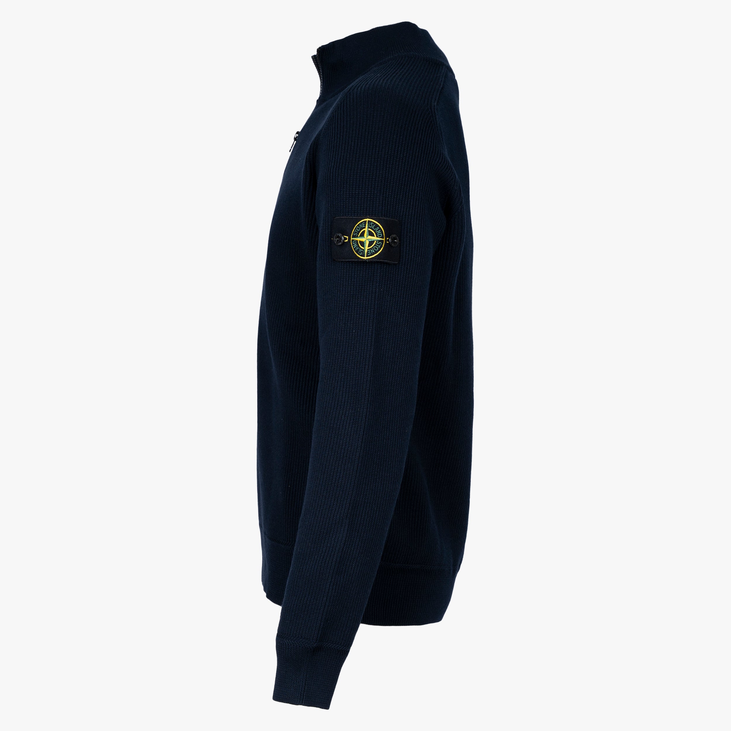 Stone Island Gebreide Trui met Rits Donkerblauw | Soft Organic Cotton