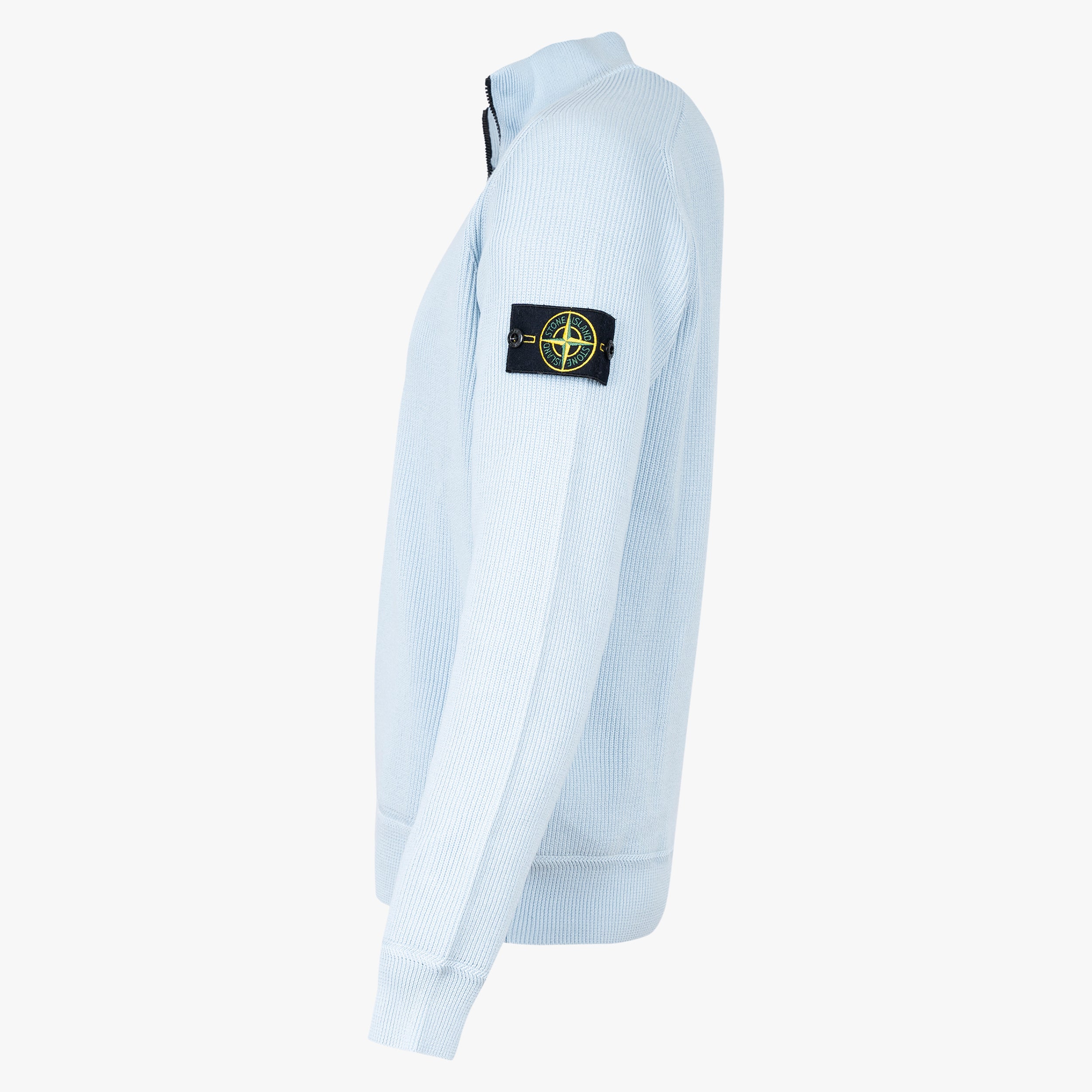 Stone Island Gebreide Trui met Rits Lichtblauw | Soft Organic Cotton