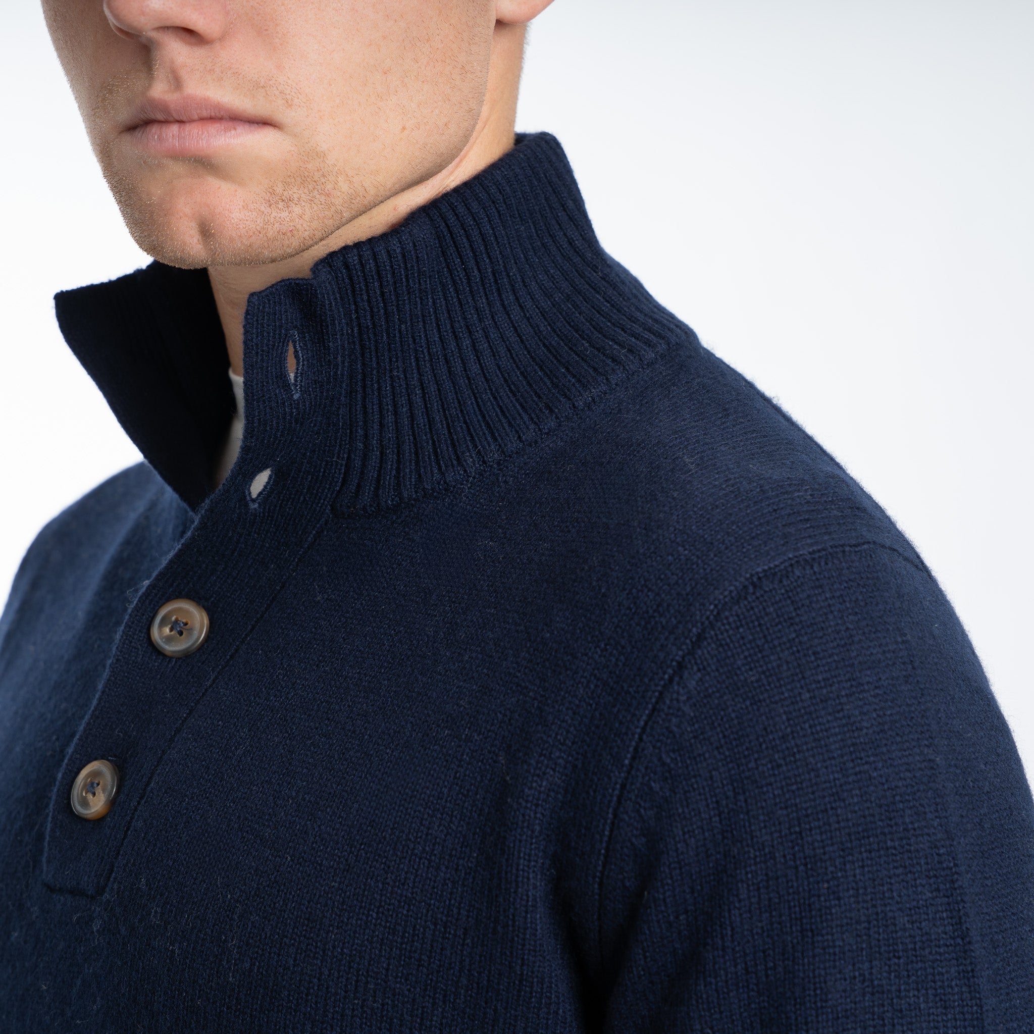 SEVEN DIALS Gebreide Trui met Knopenlijst Blauw | Seeley