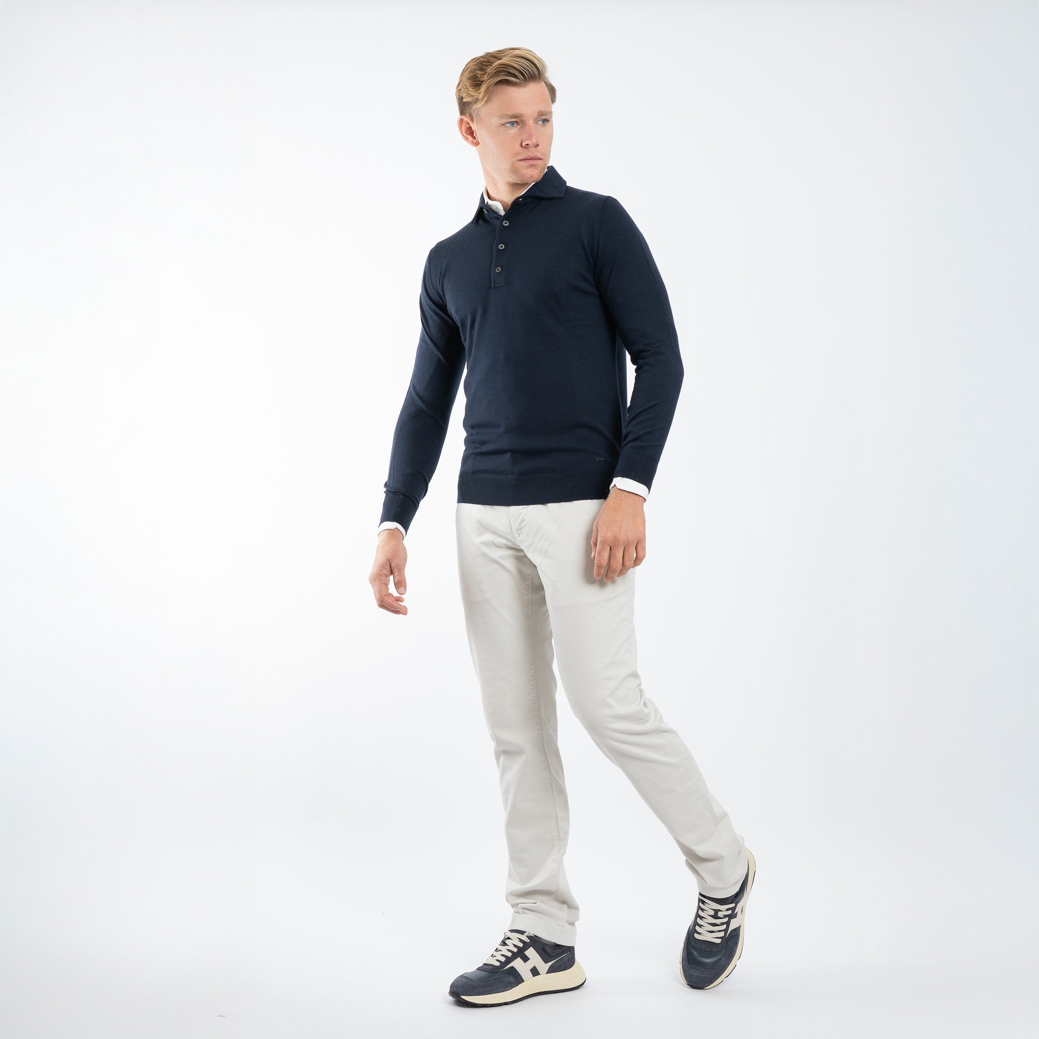 SEVEN DIALS Gebreide Polotrui Blauw | Cooper