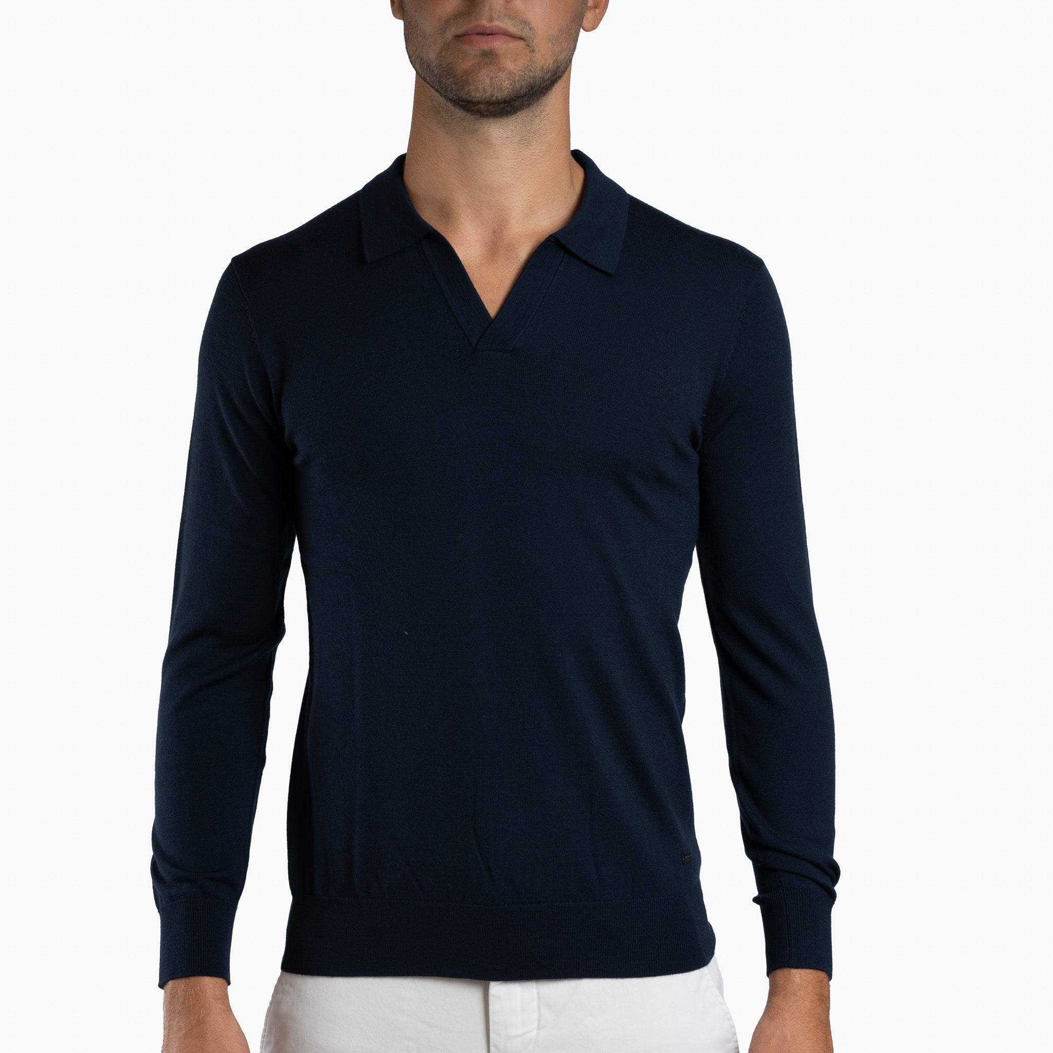 SEVEN DIALS Gebreide Buttonless Polotrui Blauw | Wyot