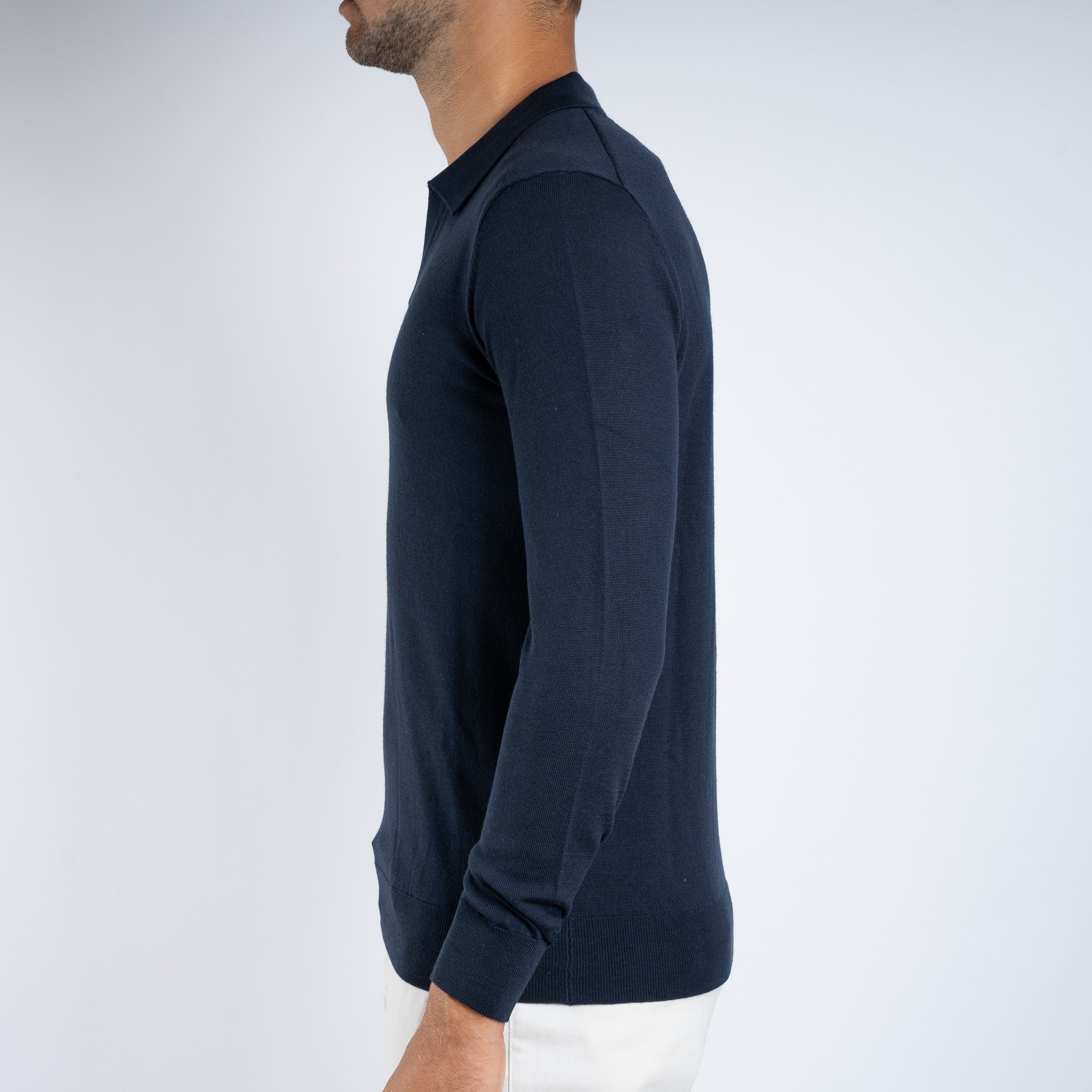 SEVEN DIALS Gebreide Buttonless Polotrui Blauw | Wyot