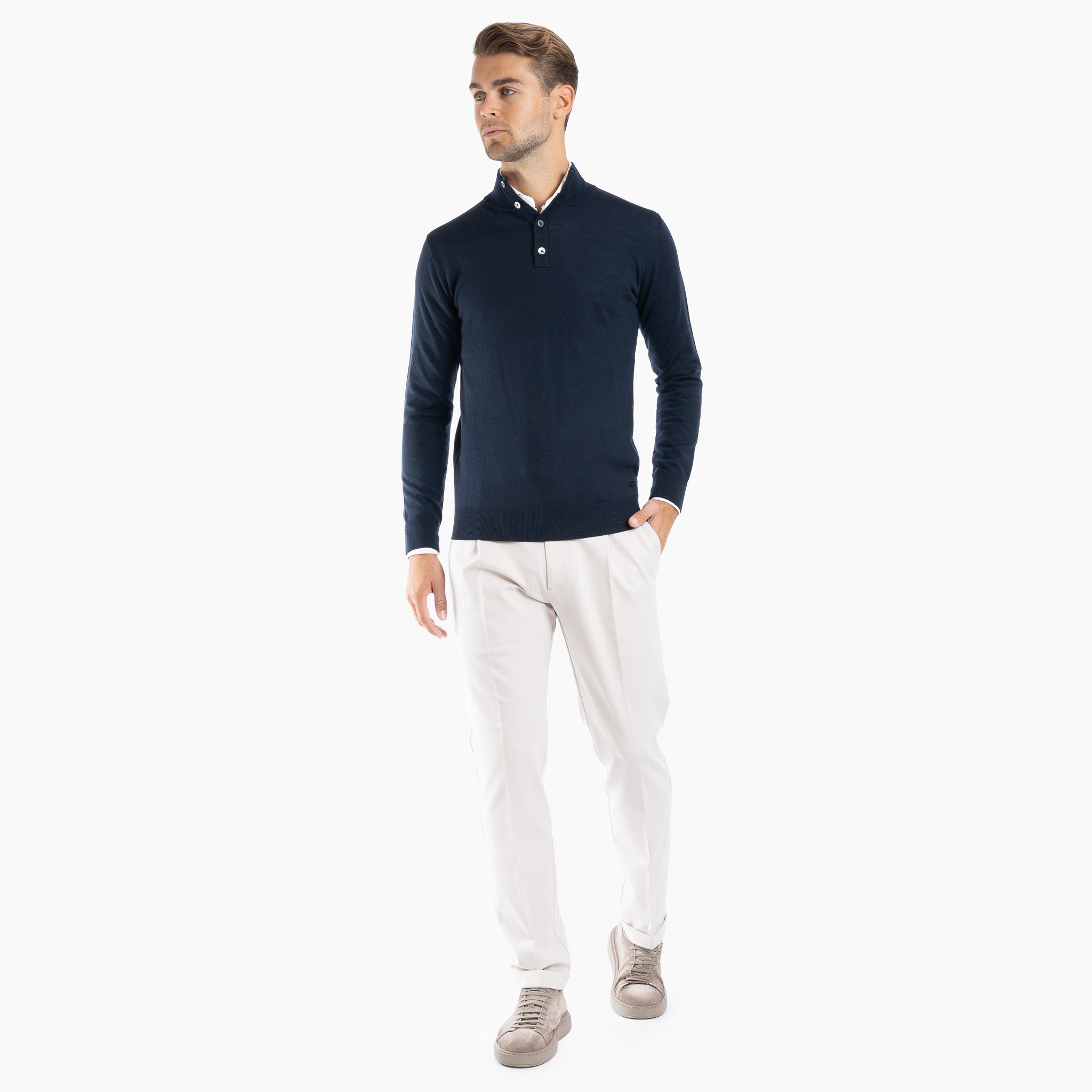 SEVEN DIALS Gebreide trui met Knopenlijst Blauw | Payton