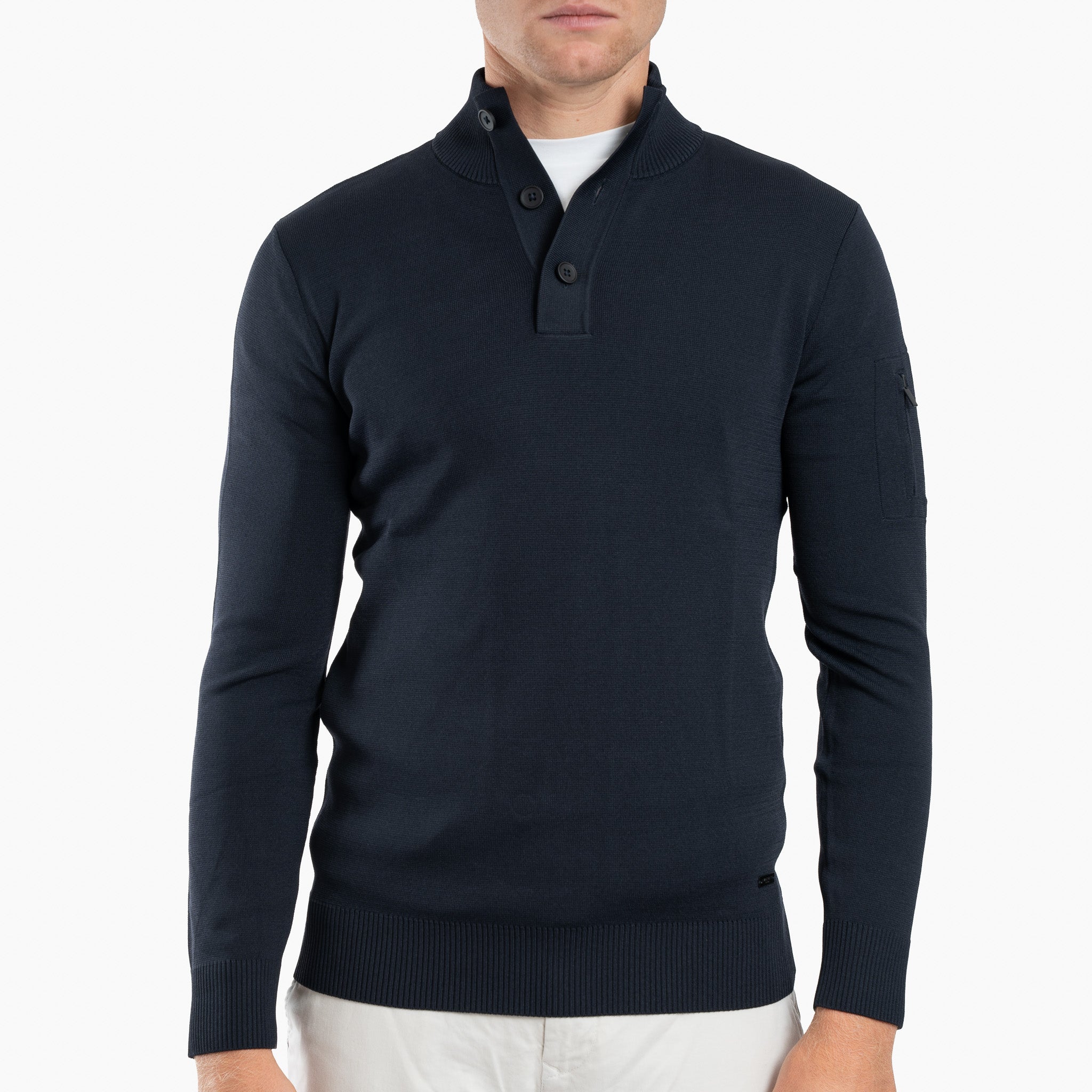 SEVEN DIALS Technische Trui met Knopelijst Blauw | Tila