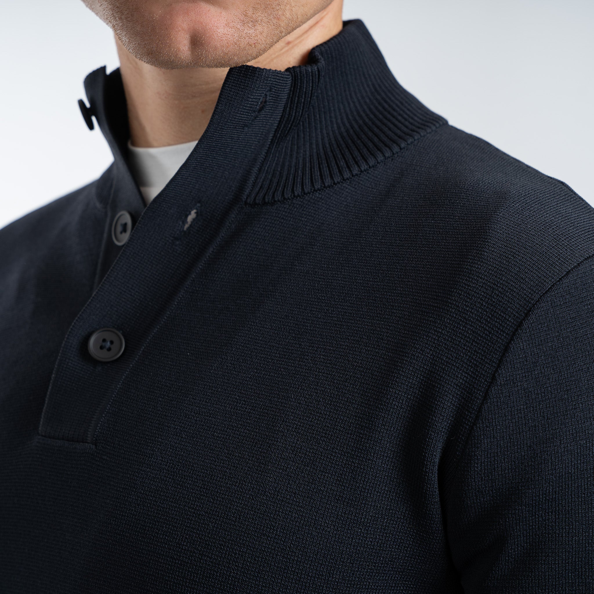 SEVEN DIALS Technische Trui met Knopelijst Blauw | Tila