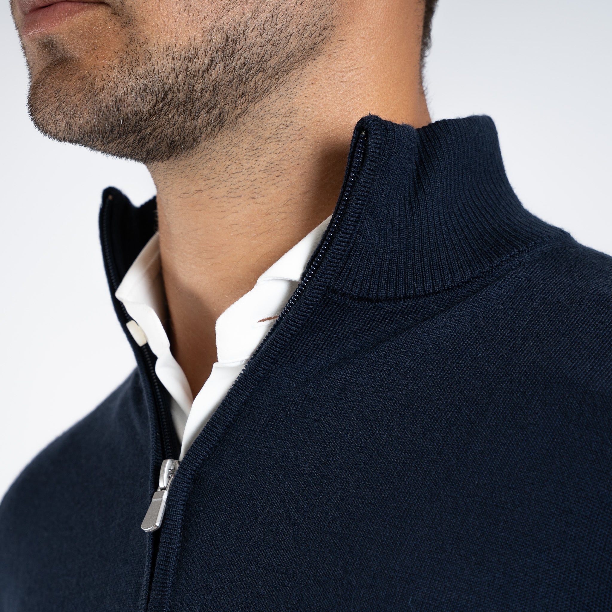 SEVEN DIALS Gebreide Trui met Rits Donkerblauw | Saul