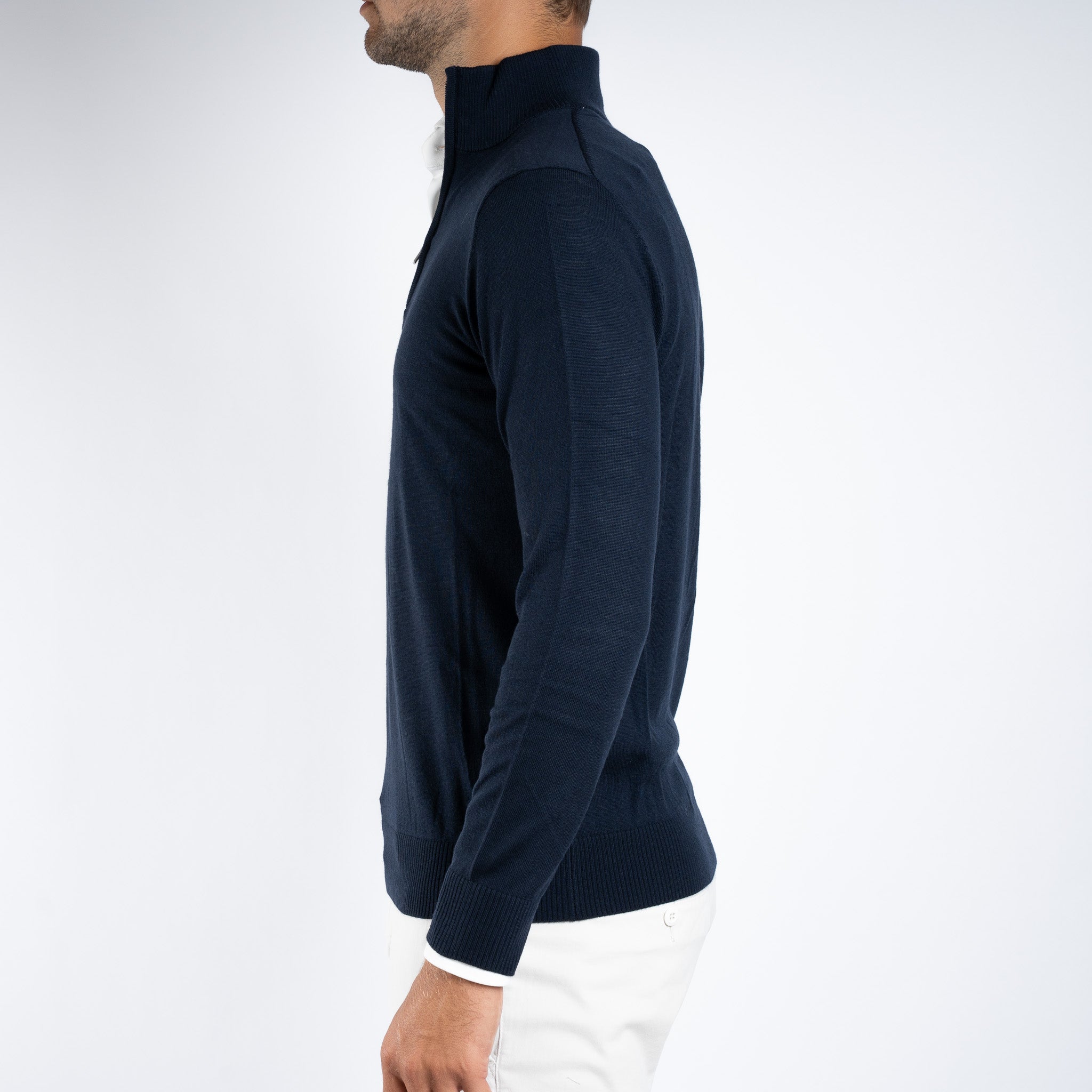 SEVEN DIALS Gebreide Trui met Rits Donkerblauw | Saul