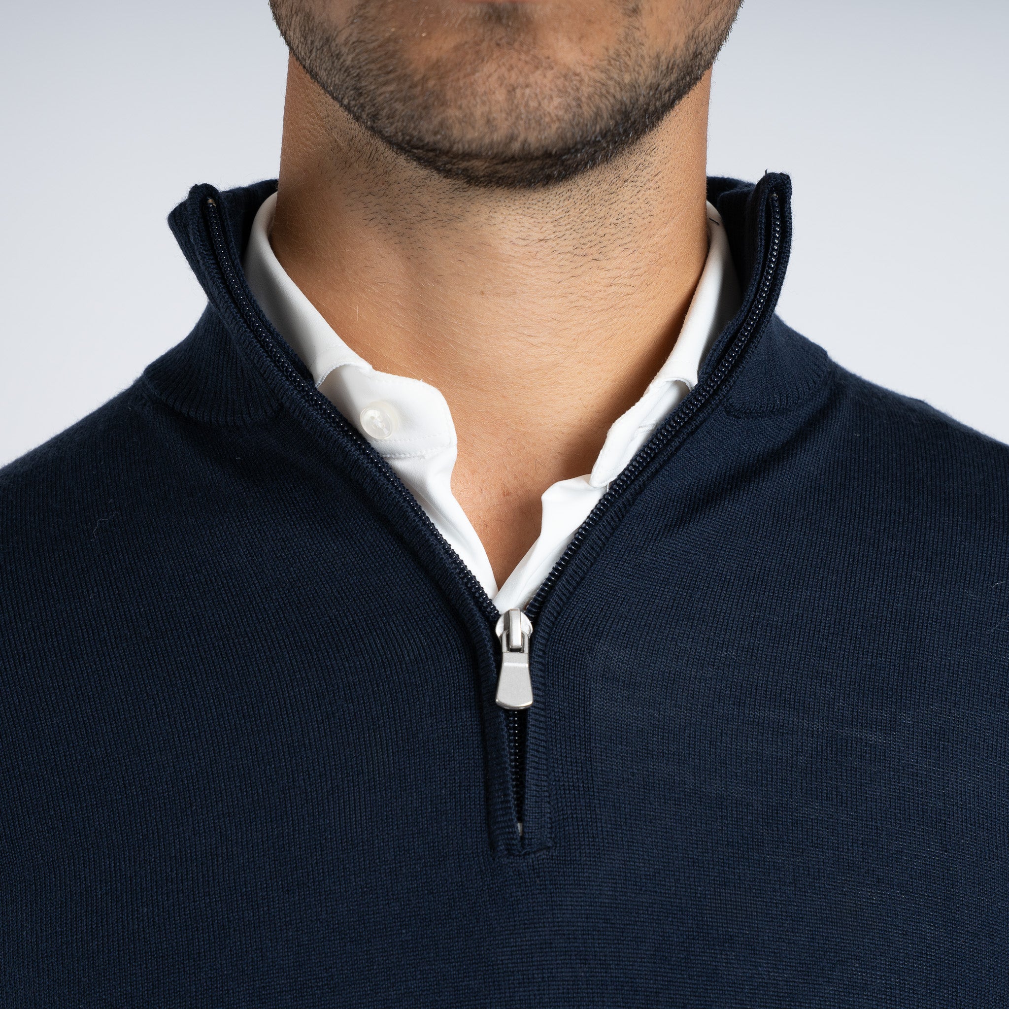 SEVEN DIALS Gebreide Trui met Rits Donkerblauw | Saul