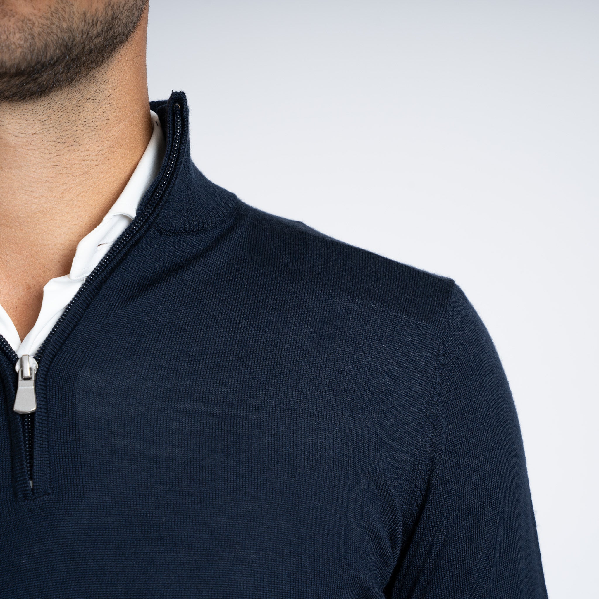 SEVEN DIALS Gebreide Trui met Rits Donkerblauw | Saul
