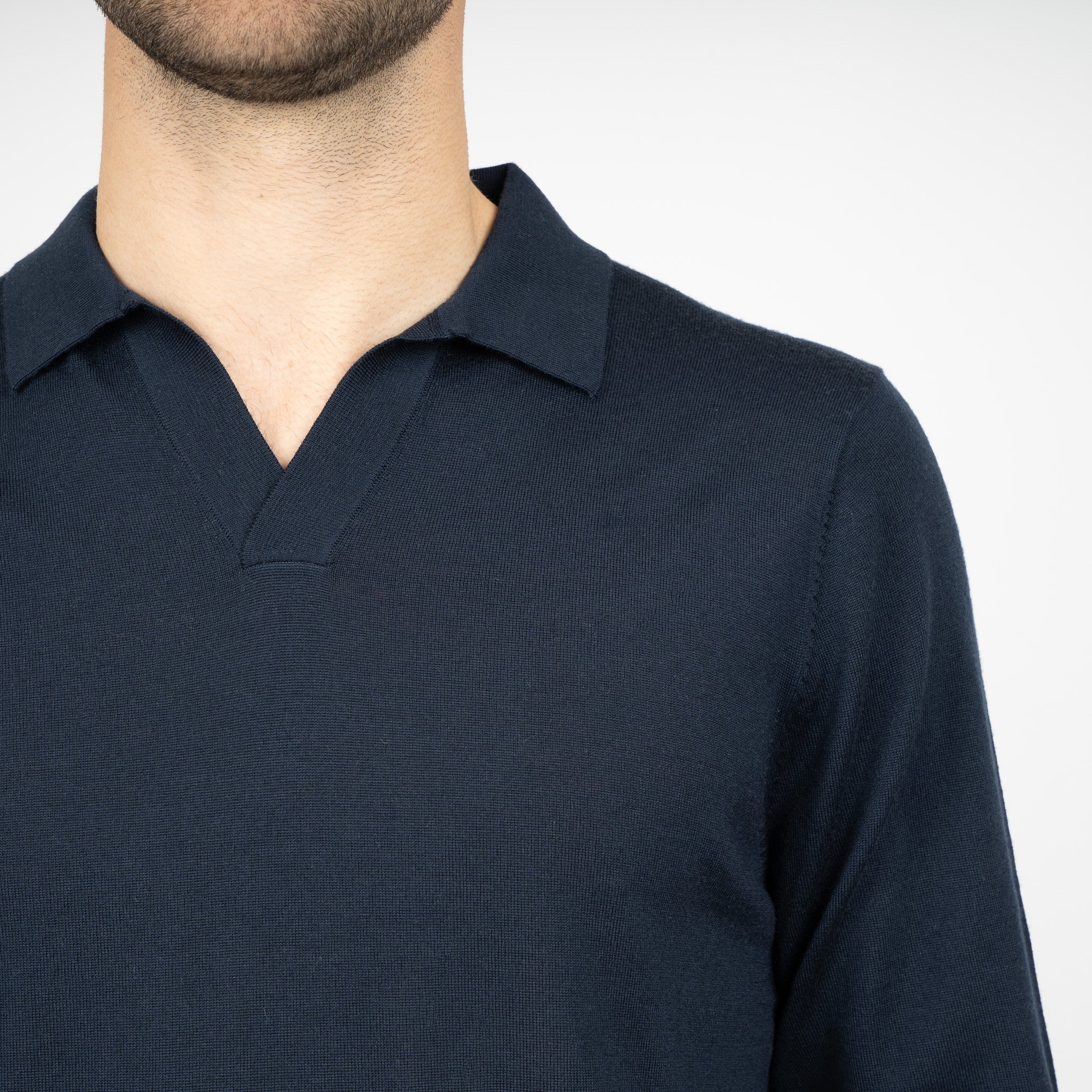 SEVEN DIALS Gebreide Buttonless Polotrui Donkerblauw | Blake