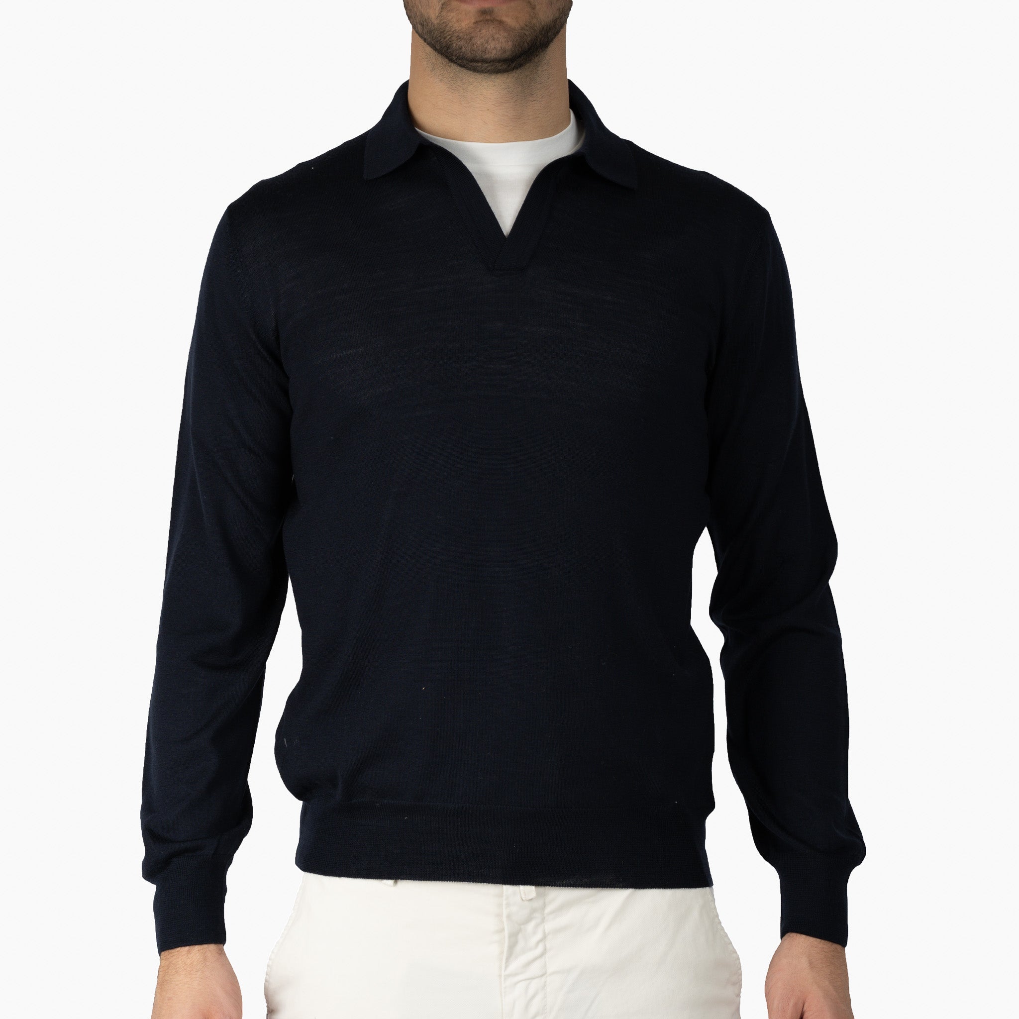 Gran Sasso Gebreide Trui Buttonless Polokraag Blauw | Athleisure