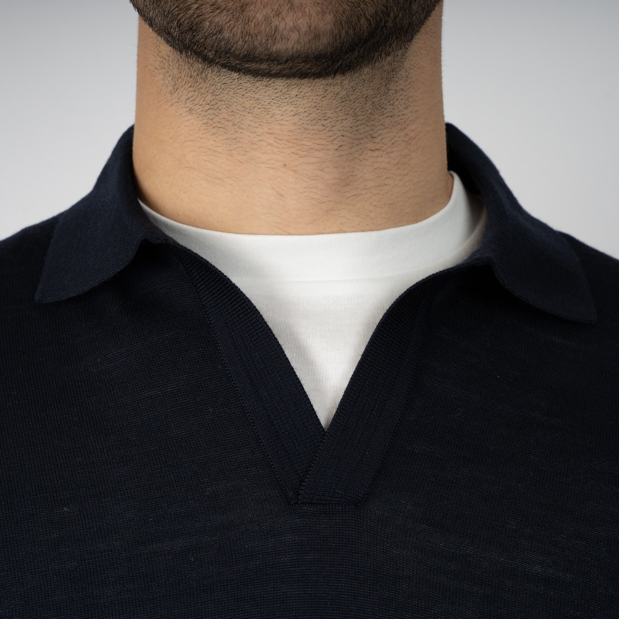 Gran Sasso Gebreide Trui Buttonless Polokraag Blauw | Athleisure