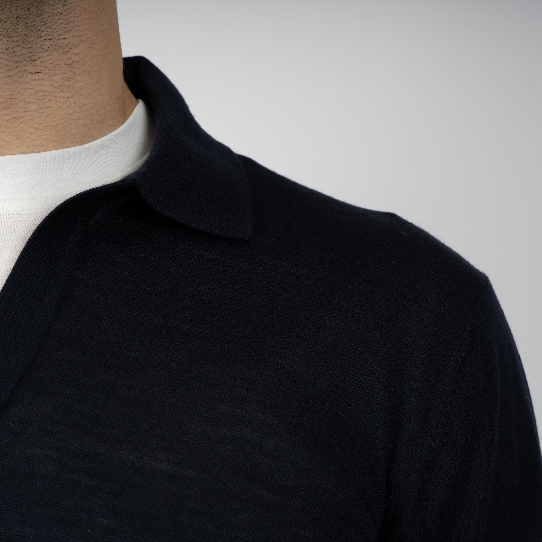 Gran Sasso Gebreide Trui Buttonless Polokraag Blauw | Athleisure