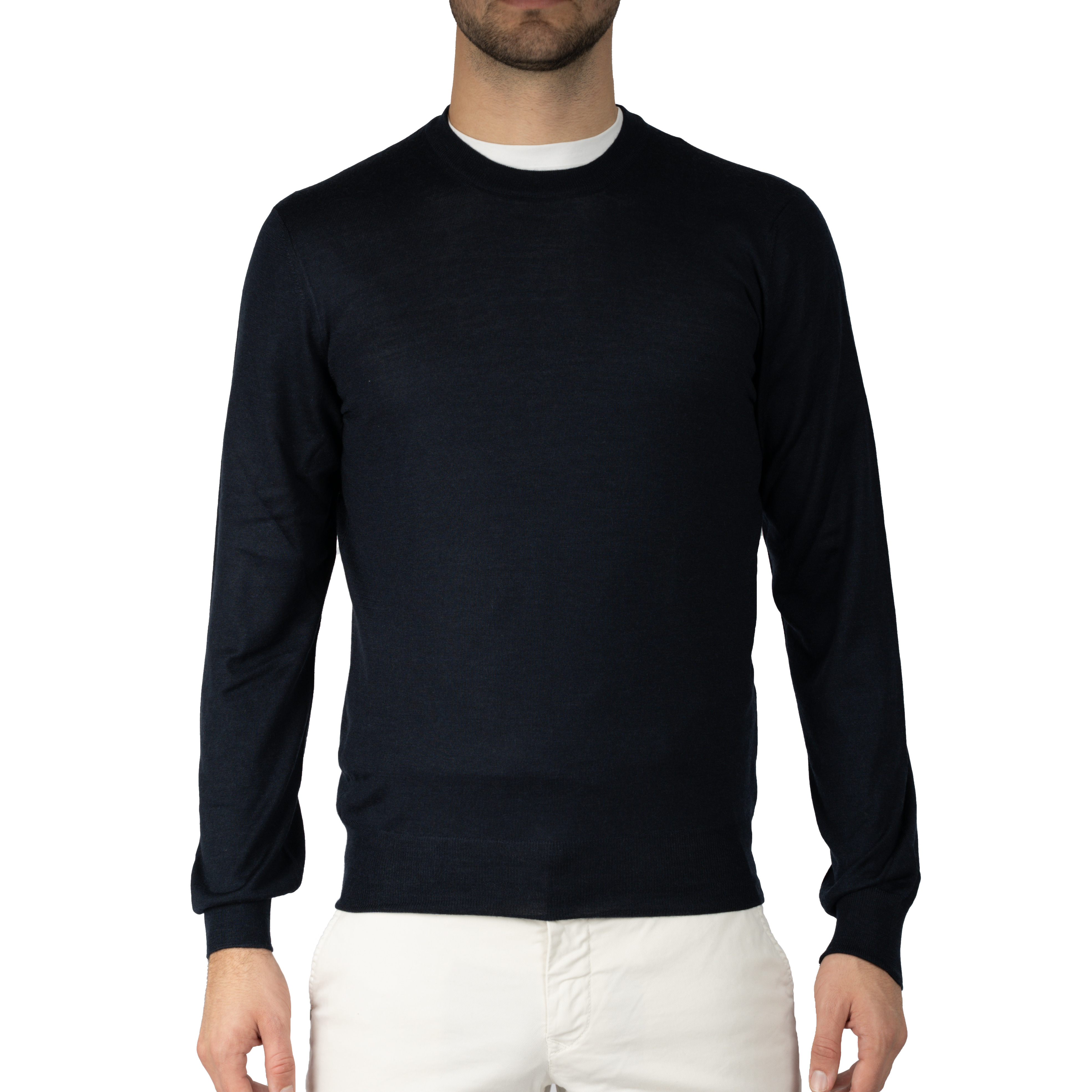 Gran Sasso Gebreide Trui Ronde Hals Blauw | Cashmere-Lana-Seta