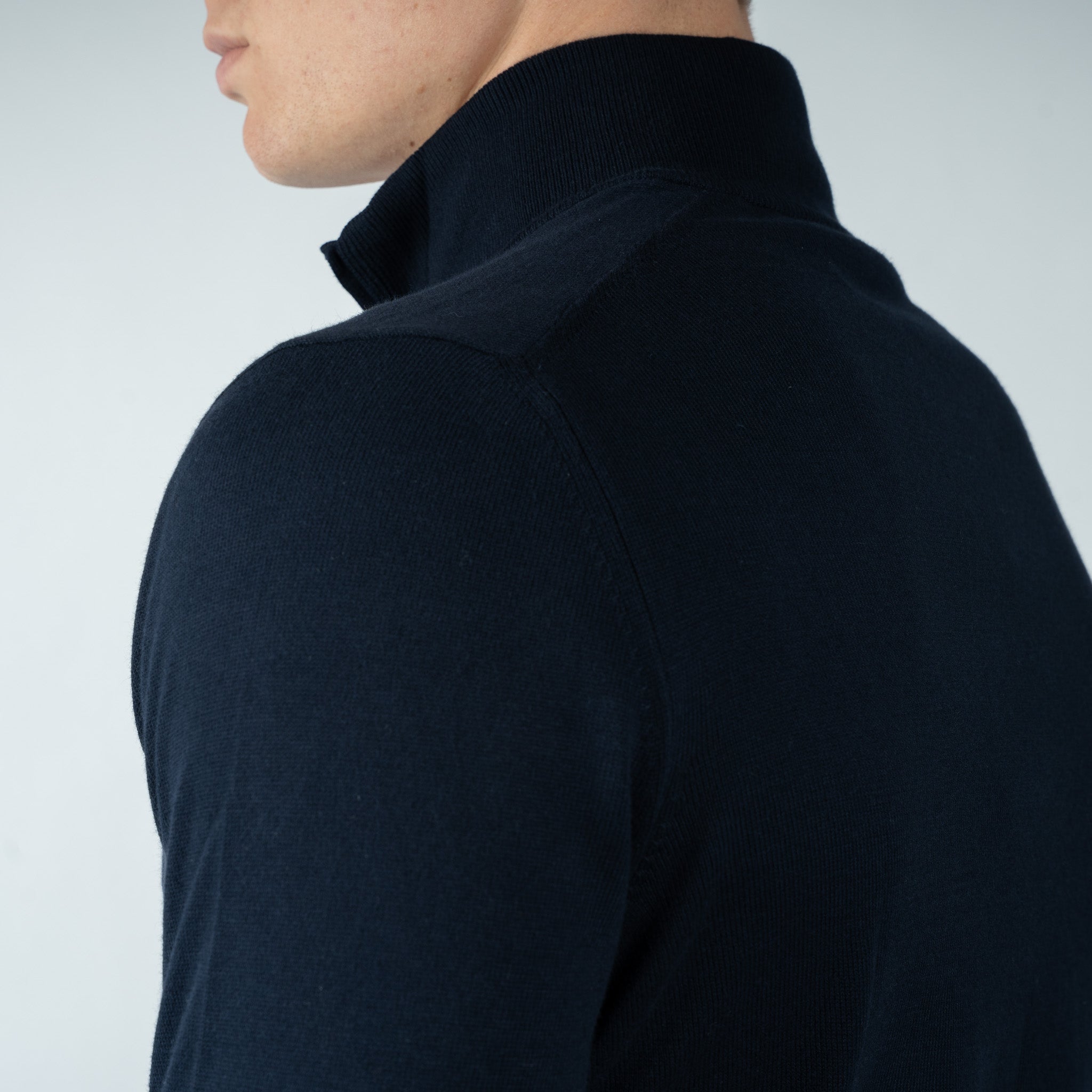 Gran Sasso Gebreide Trui met Rits Donkerblauw | Egyptian Cotton