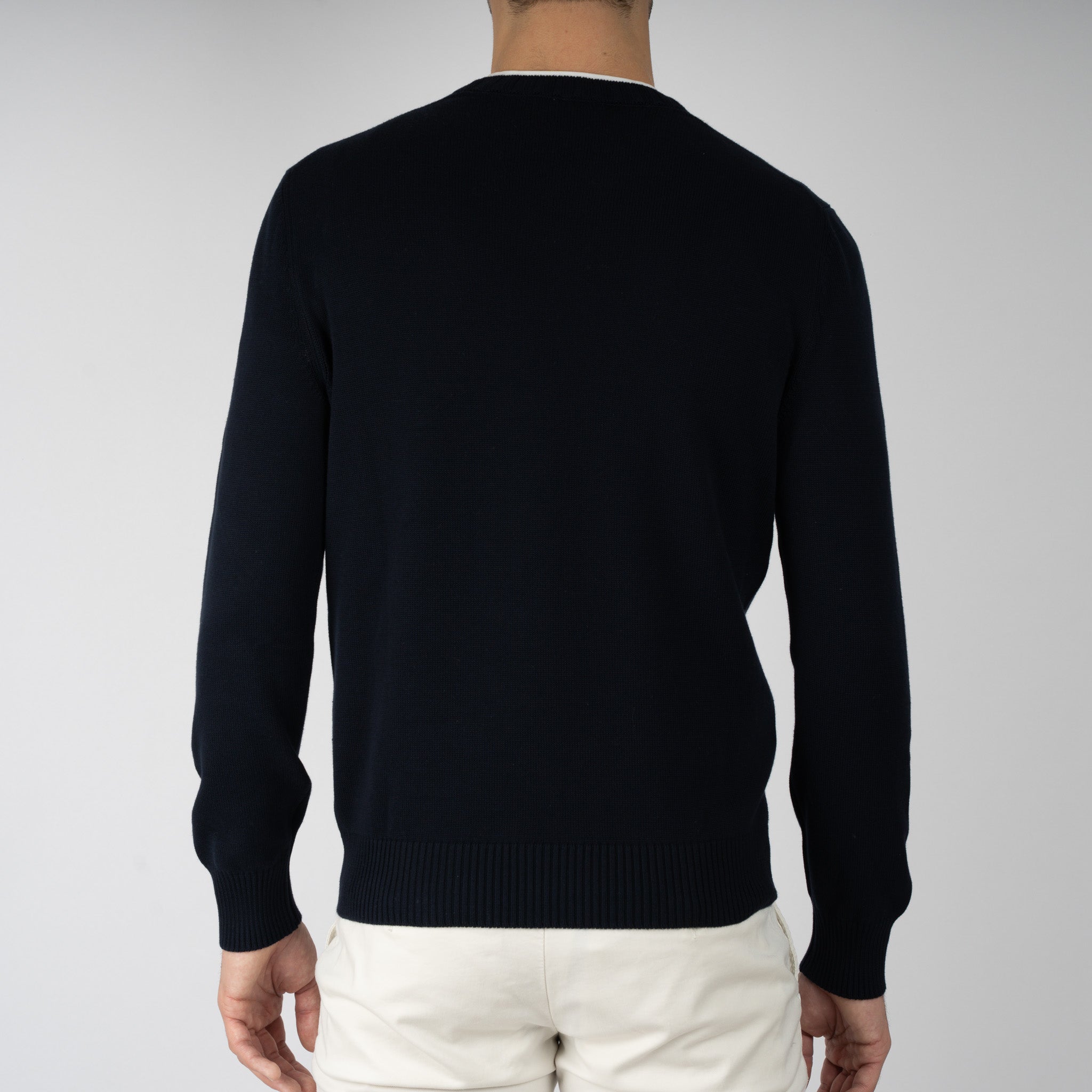 Gran Sasso Gebreide Trui Ronde Hals Blauw | Egyptian Cotton