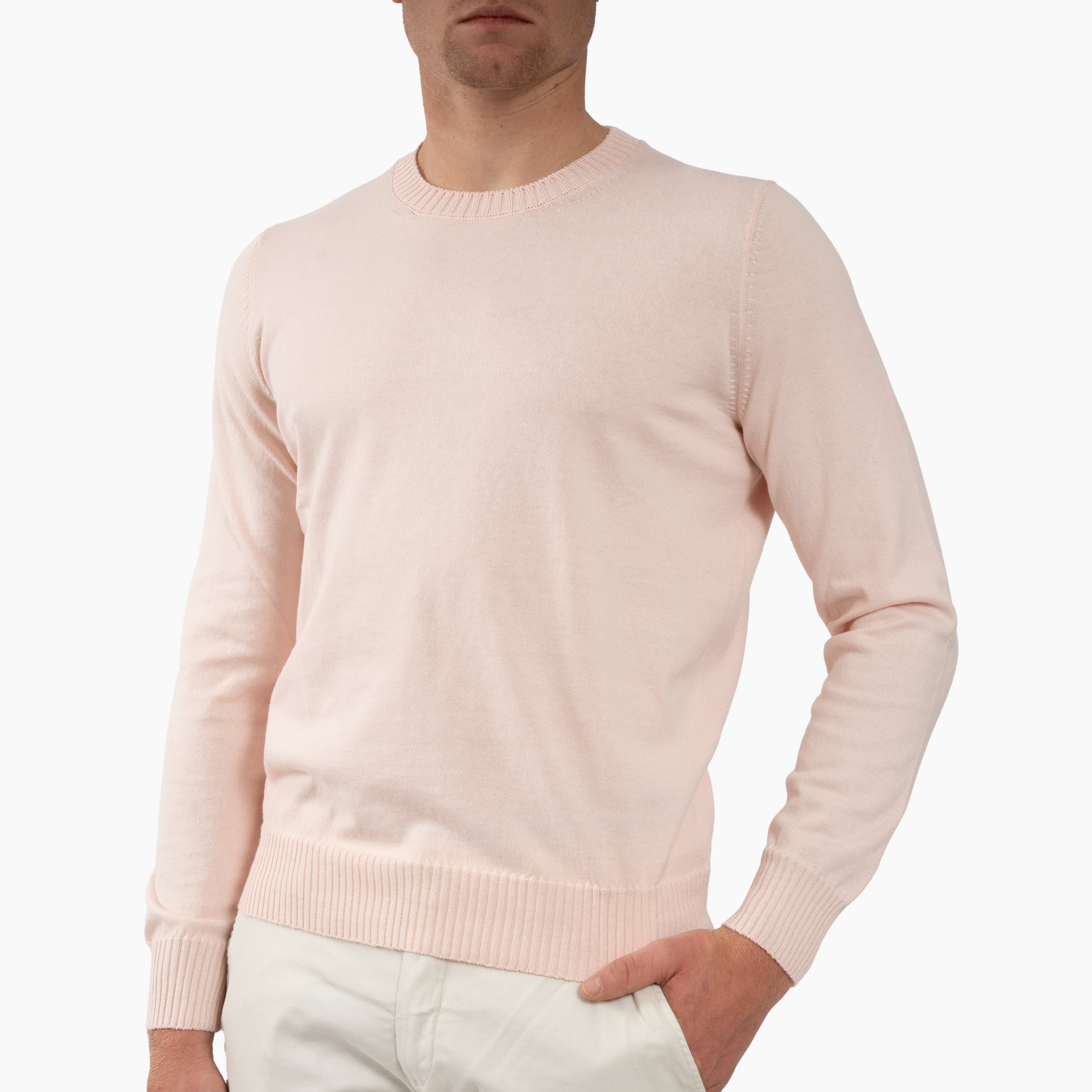 Gran Sasso Gebreide Trui Ronde Hals Roze | Cotton & Cashmere