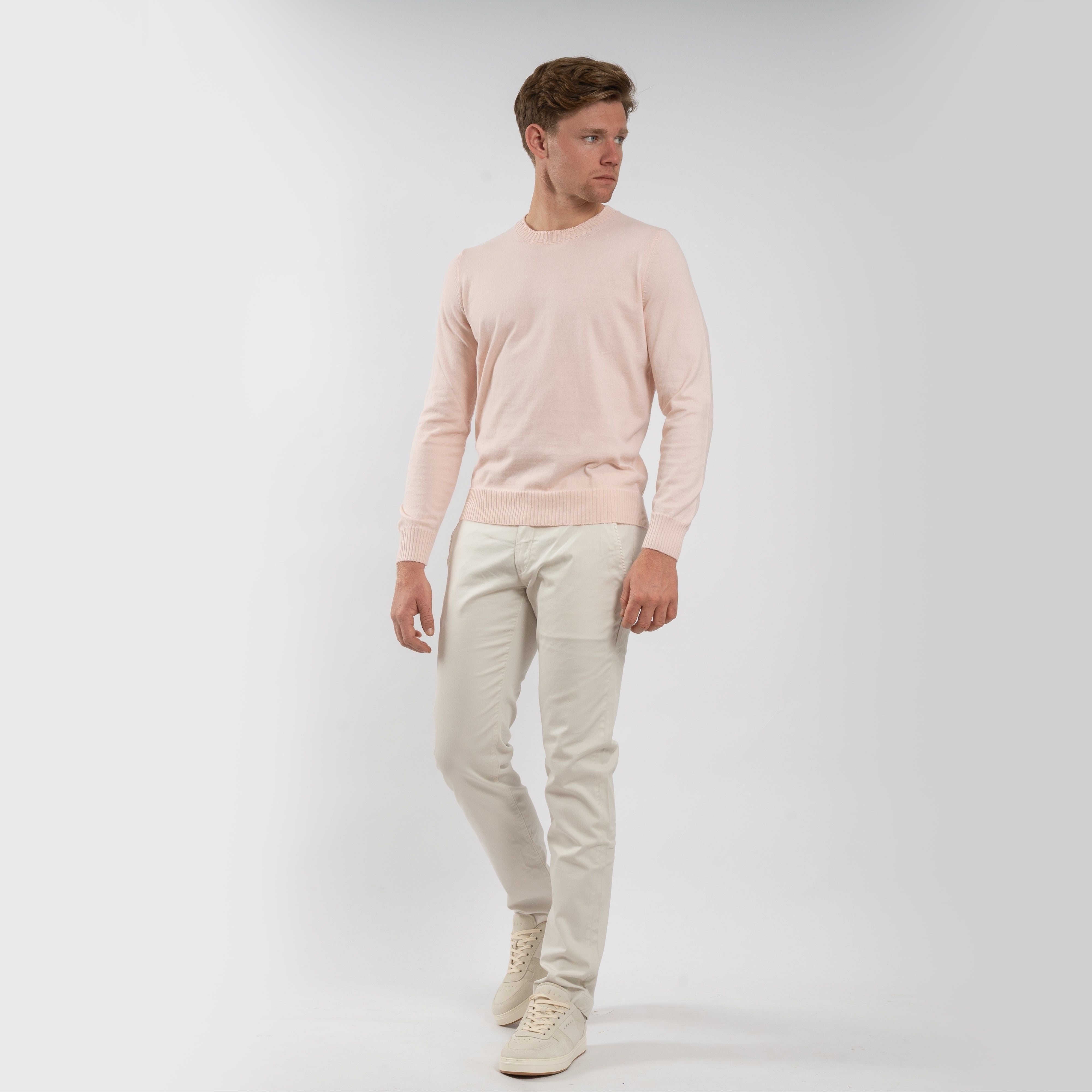 Gran Sasso Gebreide Trui Ronde Hals Roze | Cotton & Cashmere