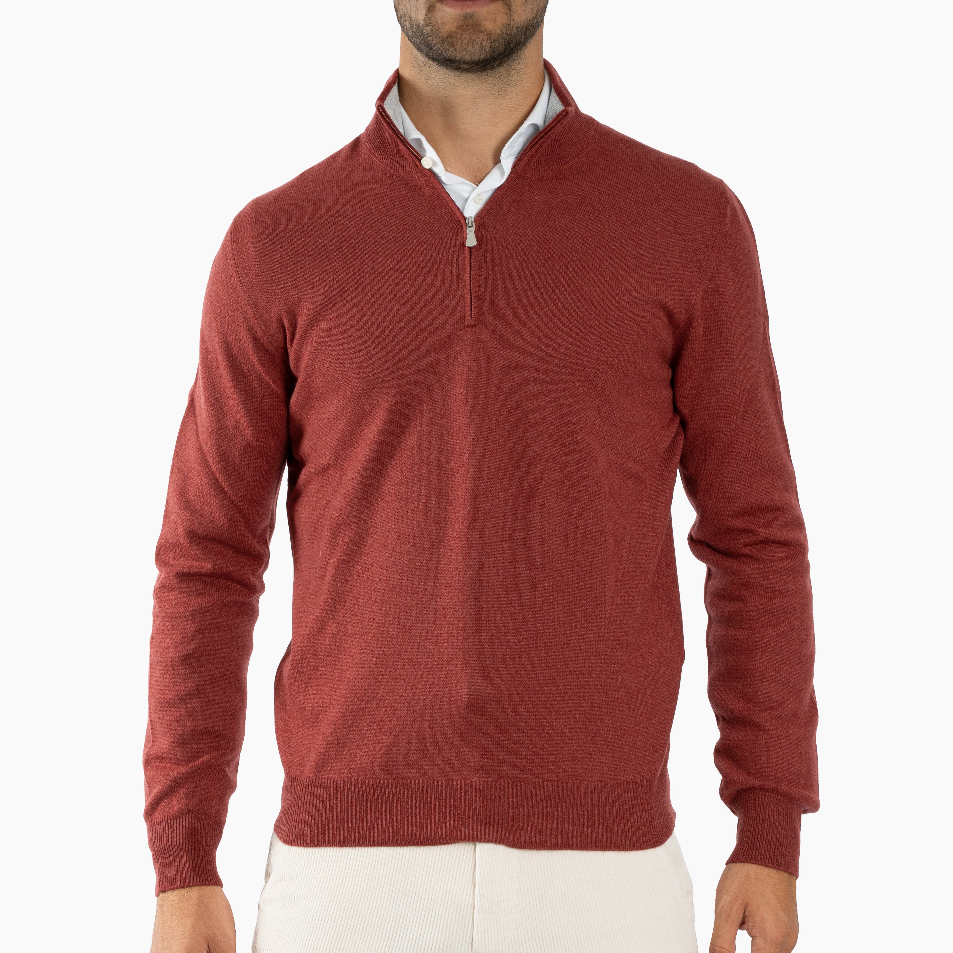 Gran Sasso Gebreide Trui met Rits Rood | Cashmere Lana