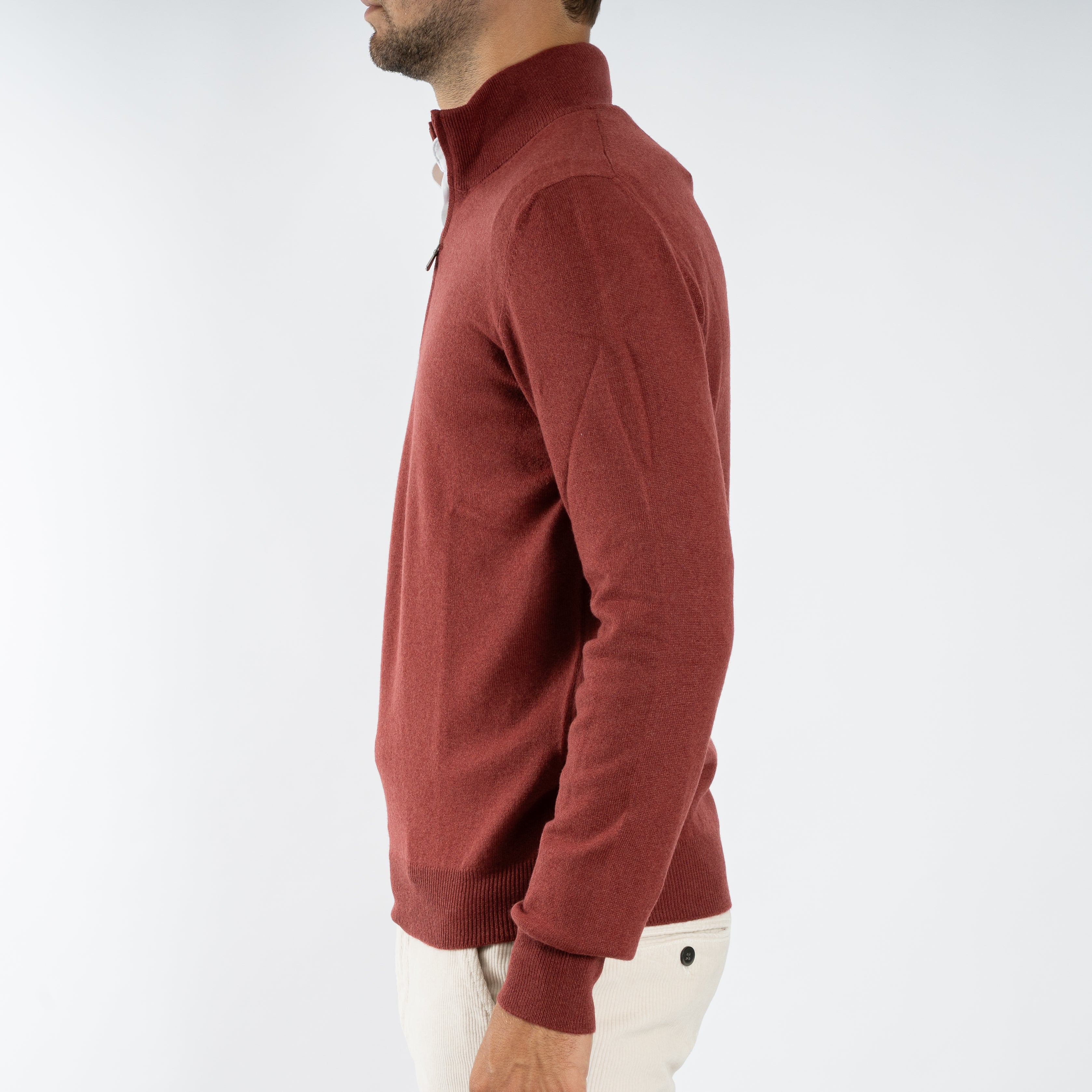 Gran Sasso Gebreide Trui met Rits Rood | Cashmere Lana