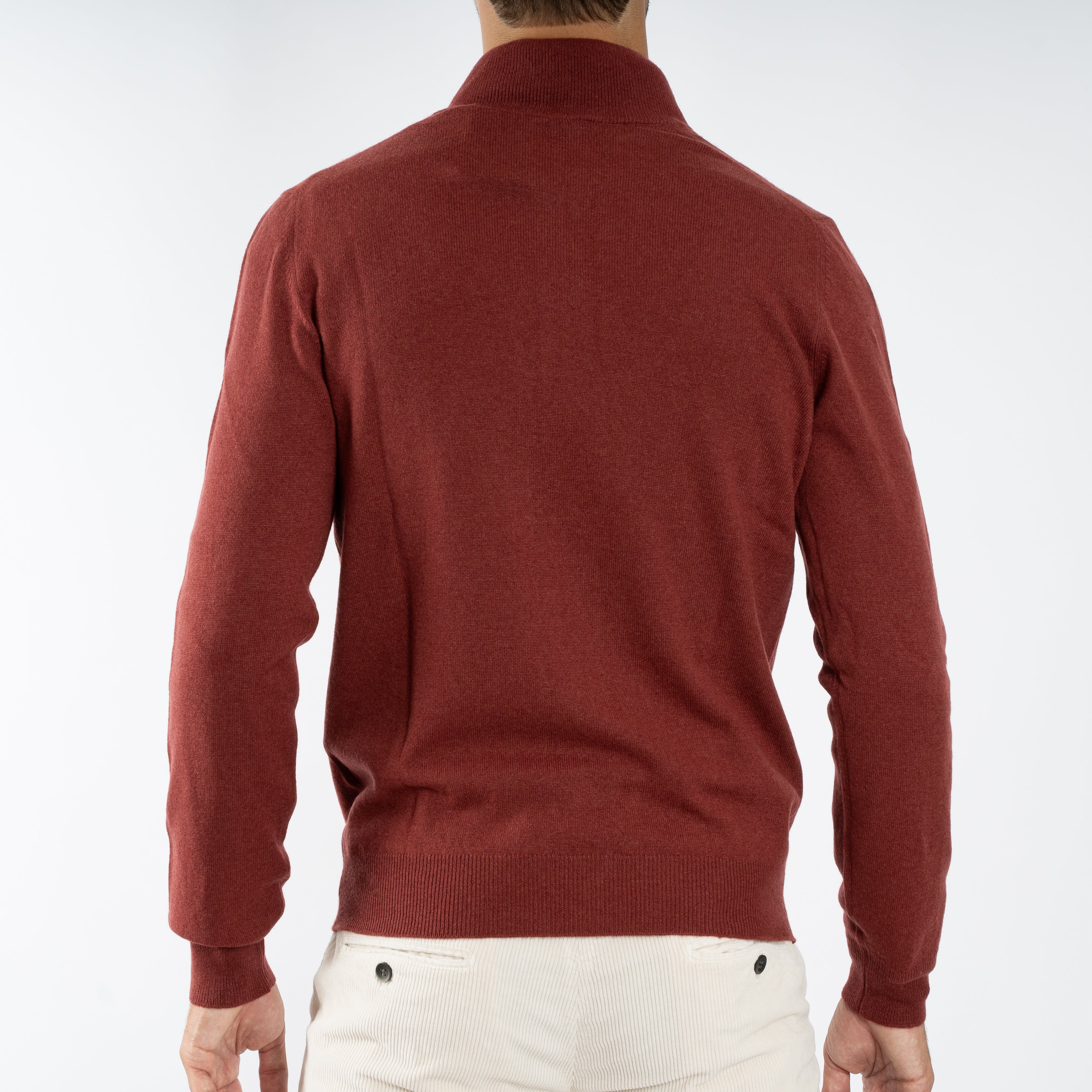 Gran Sasso Gebreide Trui met Rits Rood | Cashmere Lana