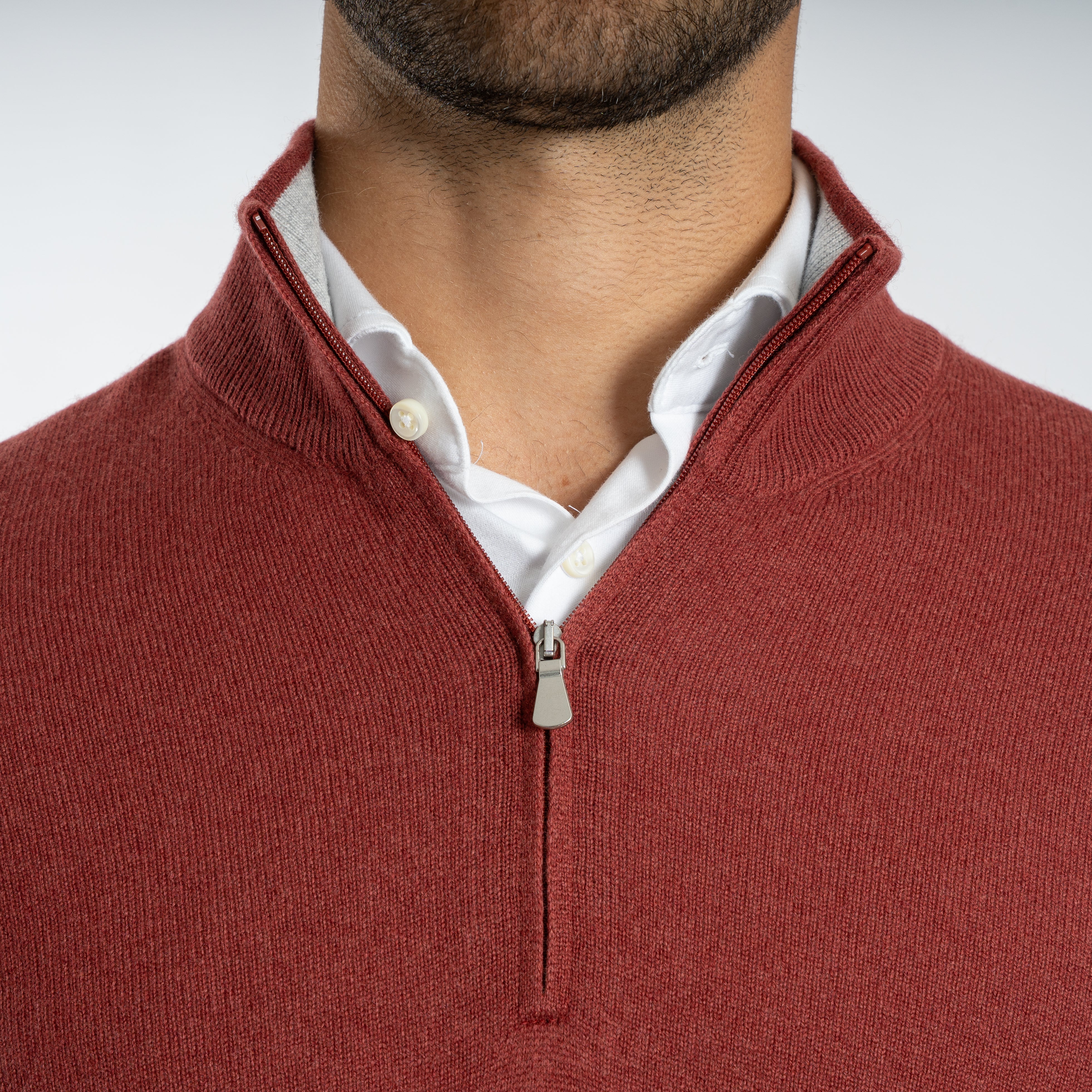 Gran Sasso Gebreide Trui met Rits Rood | Cashmere Lana