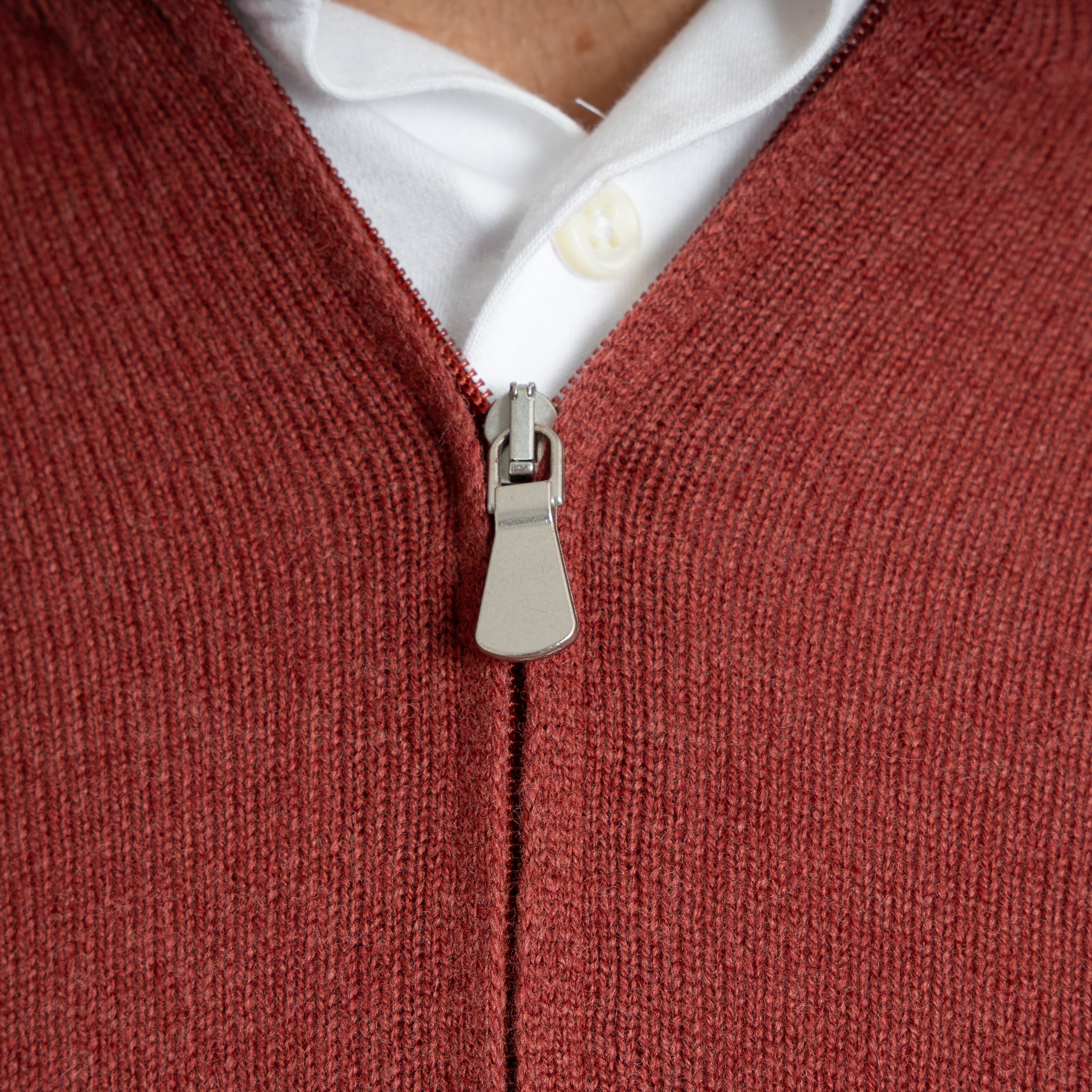 Gran Sasso Gebreide Trui met Rits Rood | Cashmere Lana