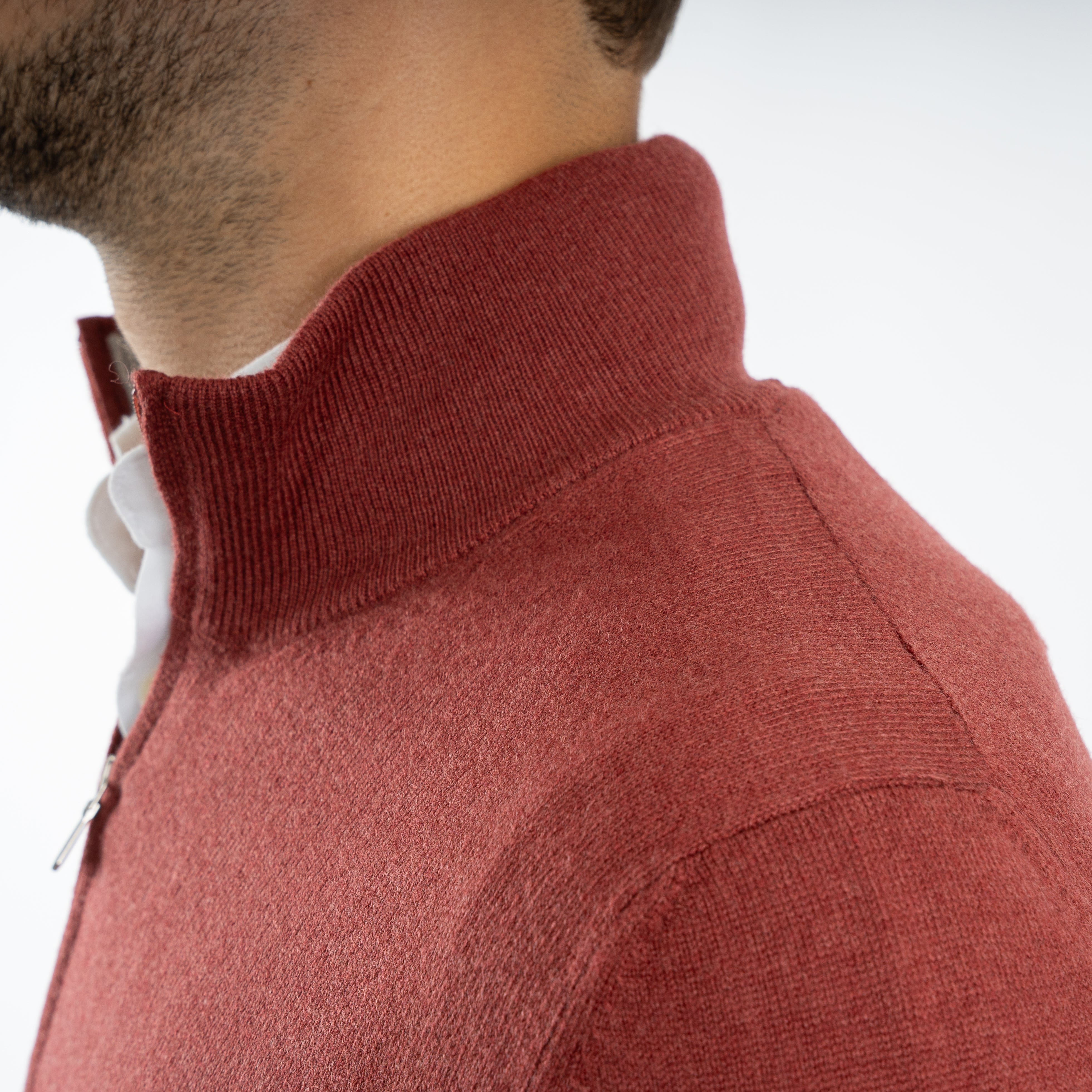 Gran Sasso Gebreide Trui met Rits Rood | Cashmere Lana