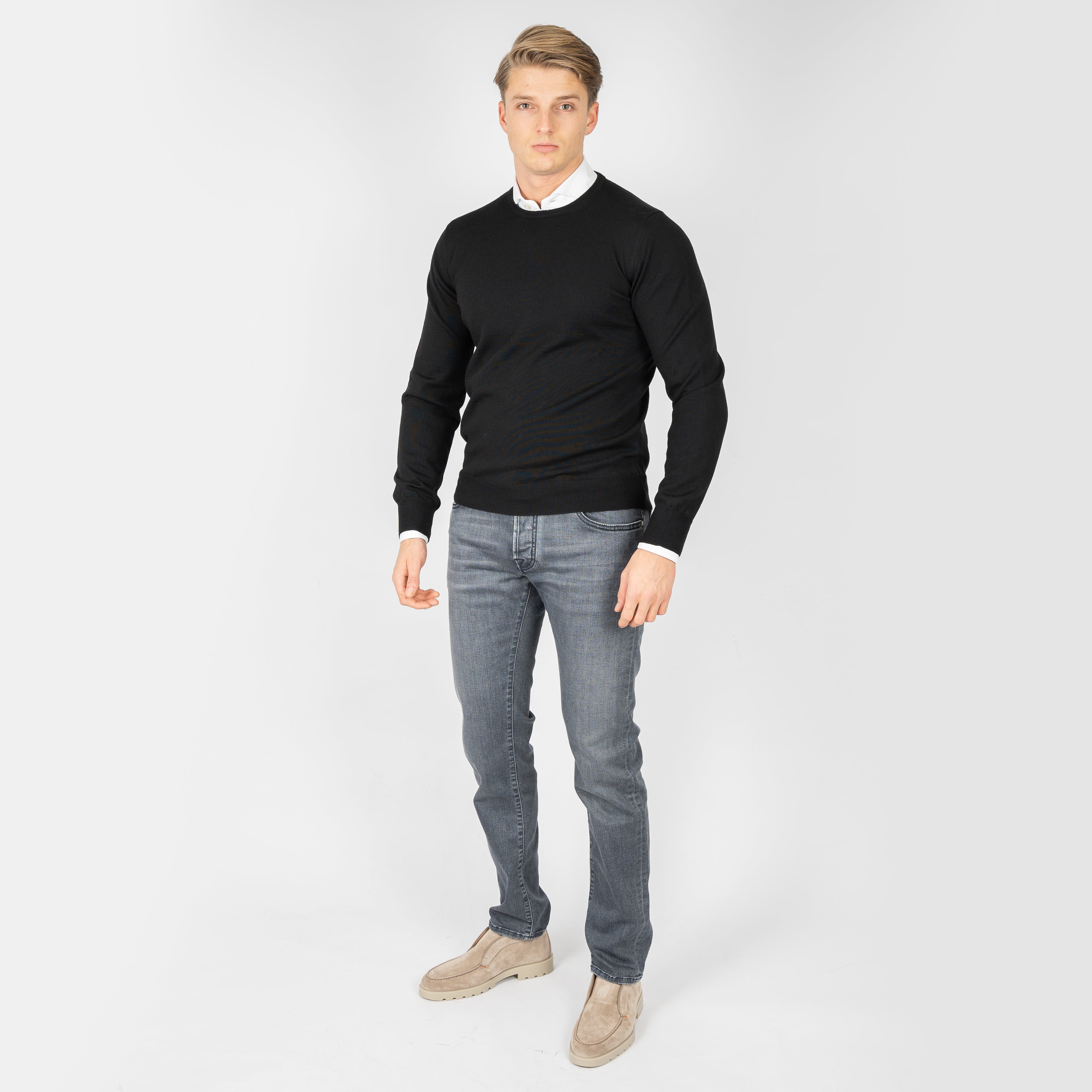 Gran Sasso Gebreide trui ronde hals zwart