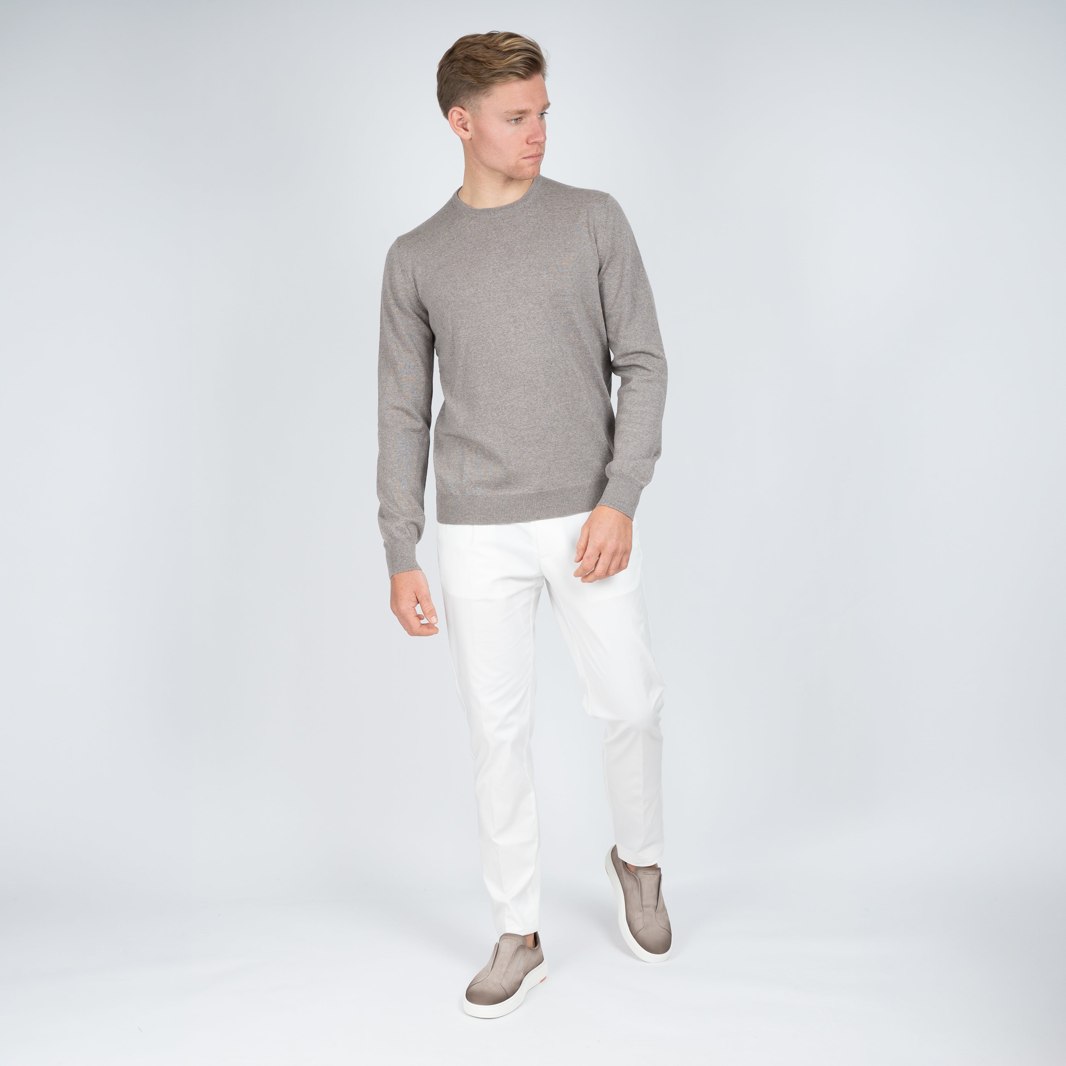 Gran Sasso Gebreide Trui Ronde Hals Beige | Extra Fine Merino