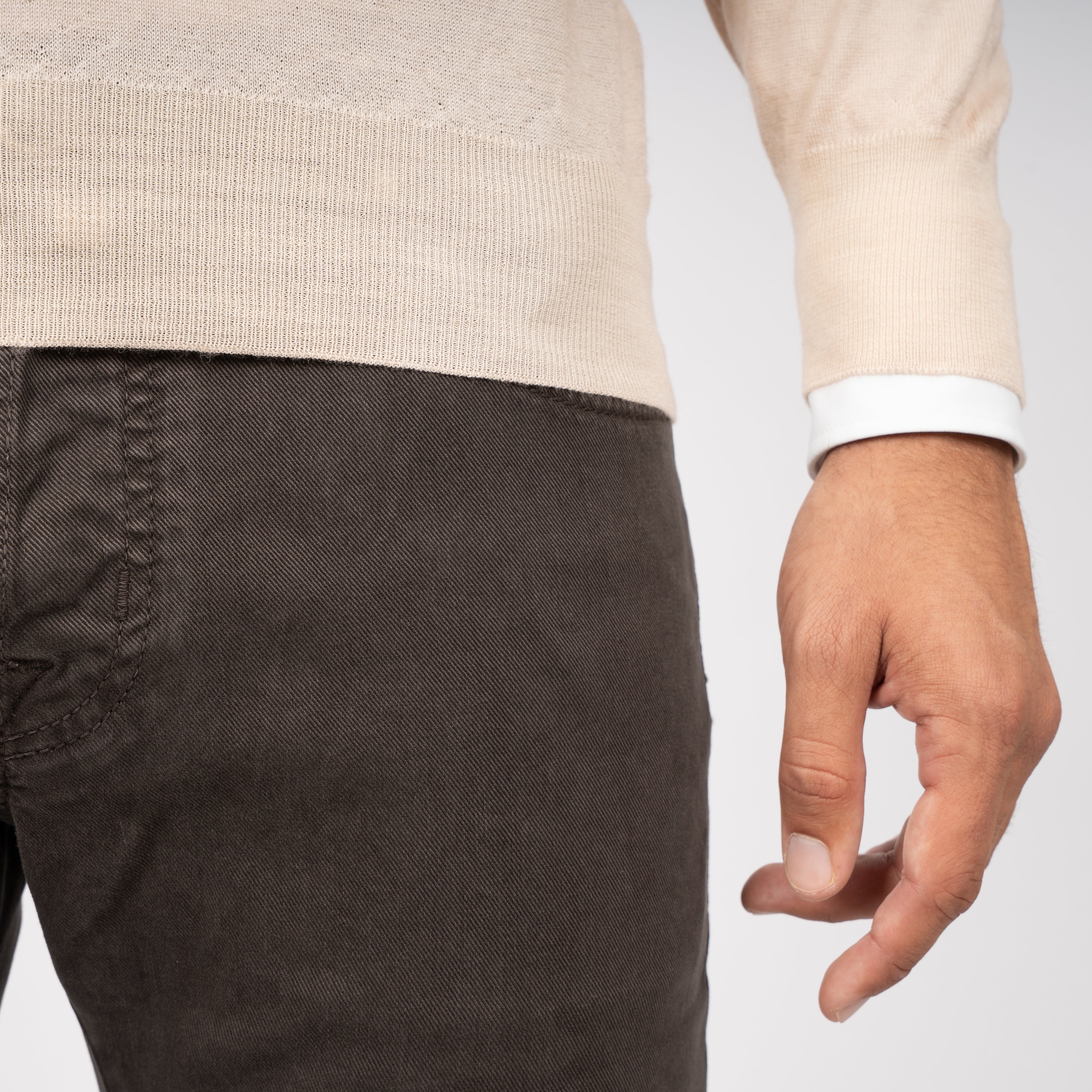 Gran Sasso Gebreide Trui met Rits Beige | Vintage Merino