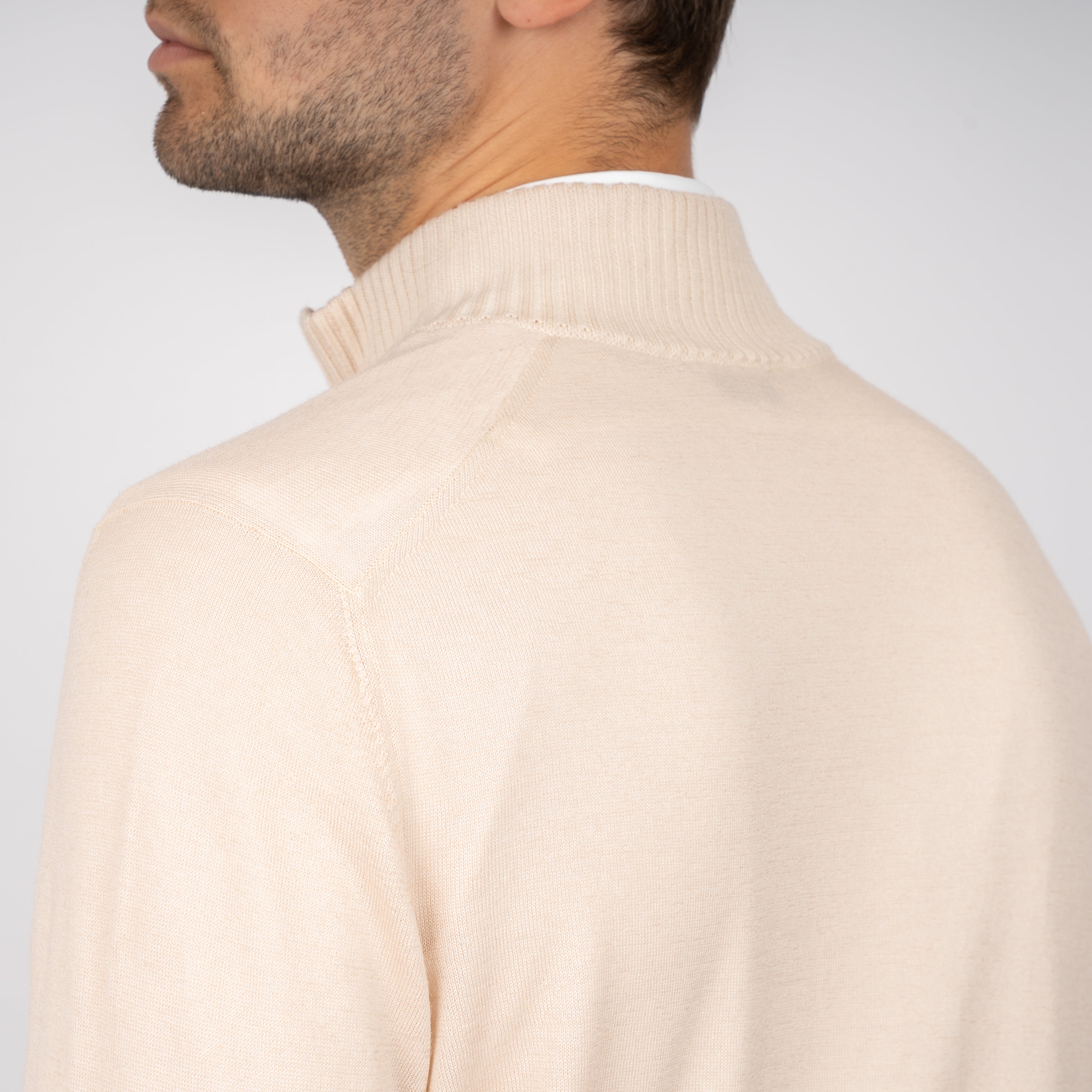 Gran Sasso Gebreide Trui met Rits Beige | Vintage Merino