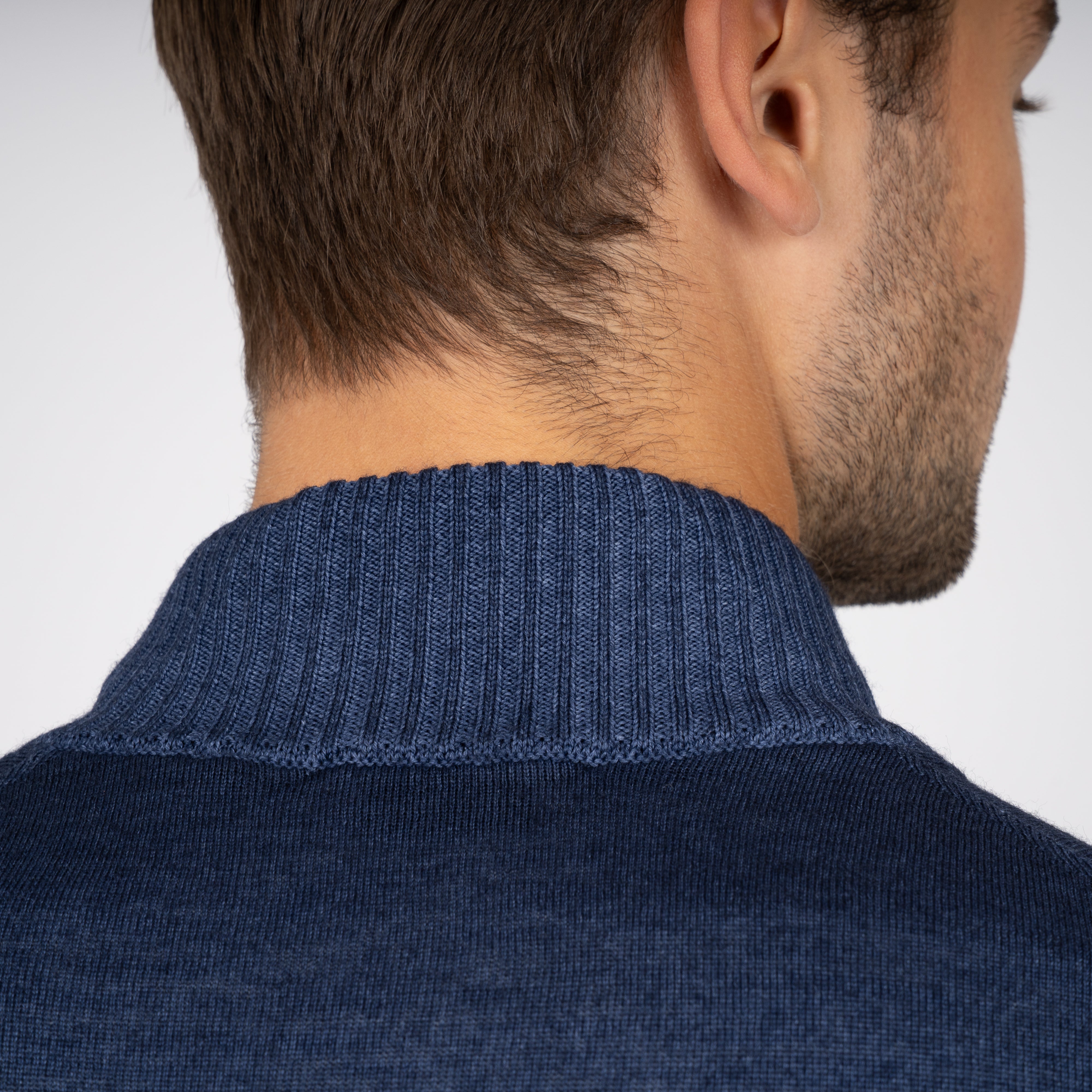 Gran Sasso Gebreide Trui met Rits Blauw | Vintage Merino