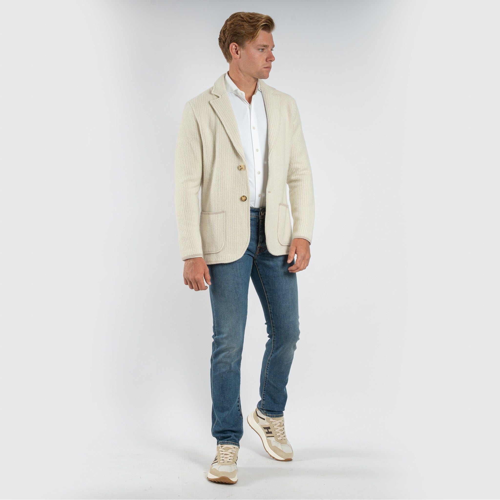 Maurizio Baldassari Gebreid Knoopvest Crème | Swacket