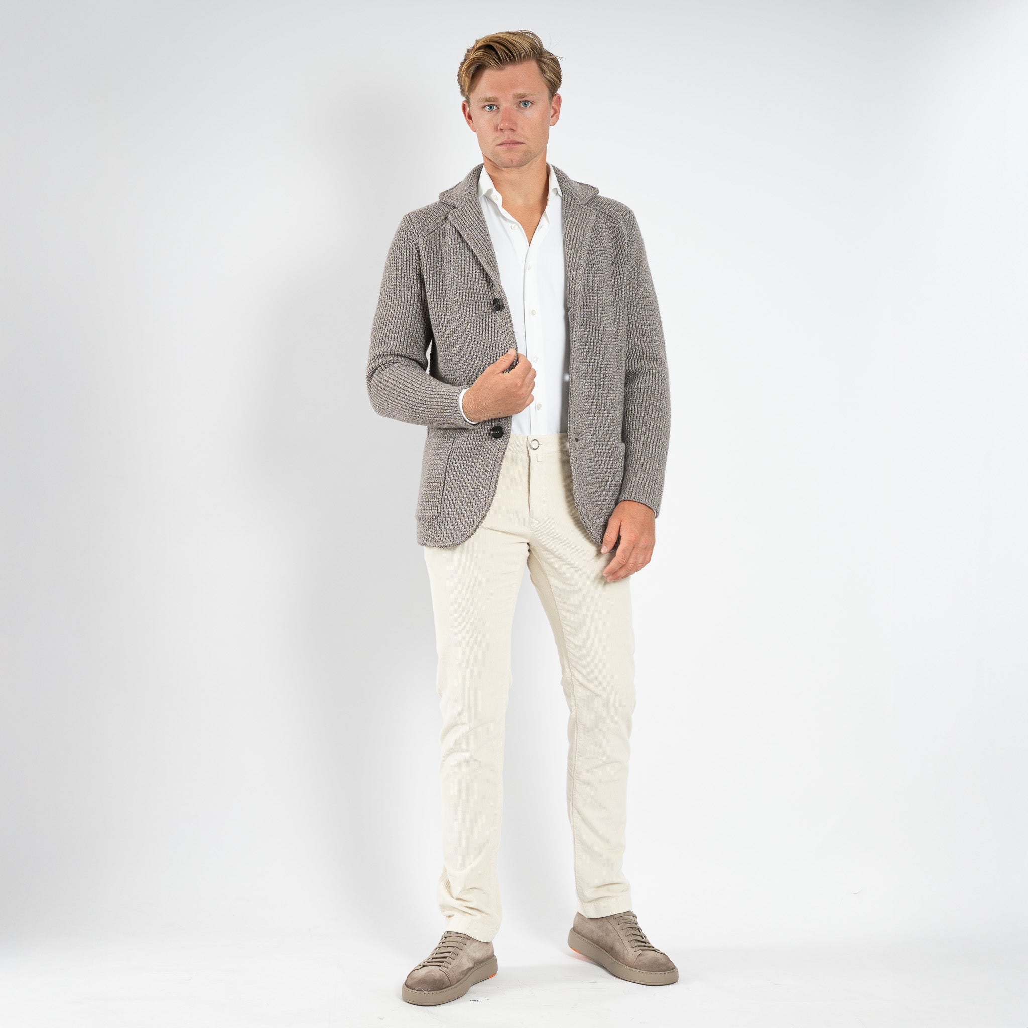 Maurizio Baldassari Gebreid Knoopvest Beige | Brenta Swacket